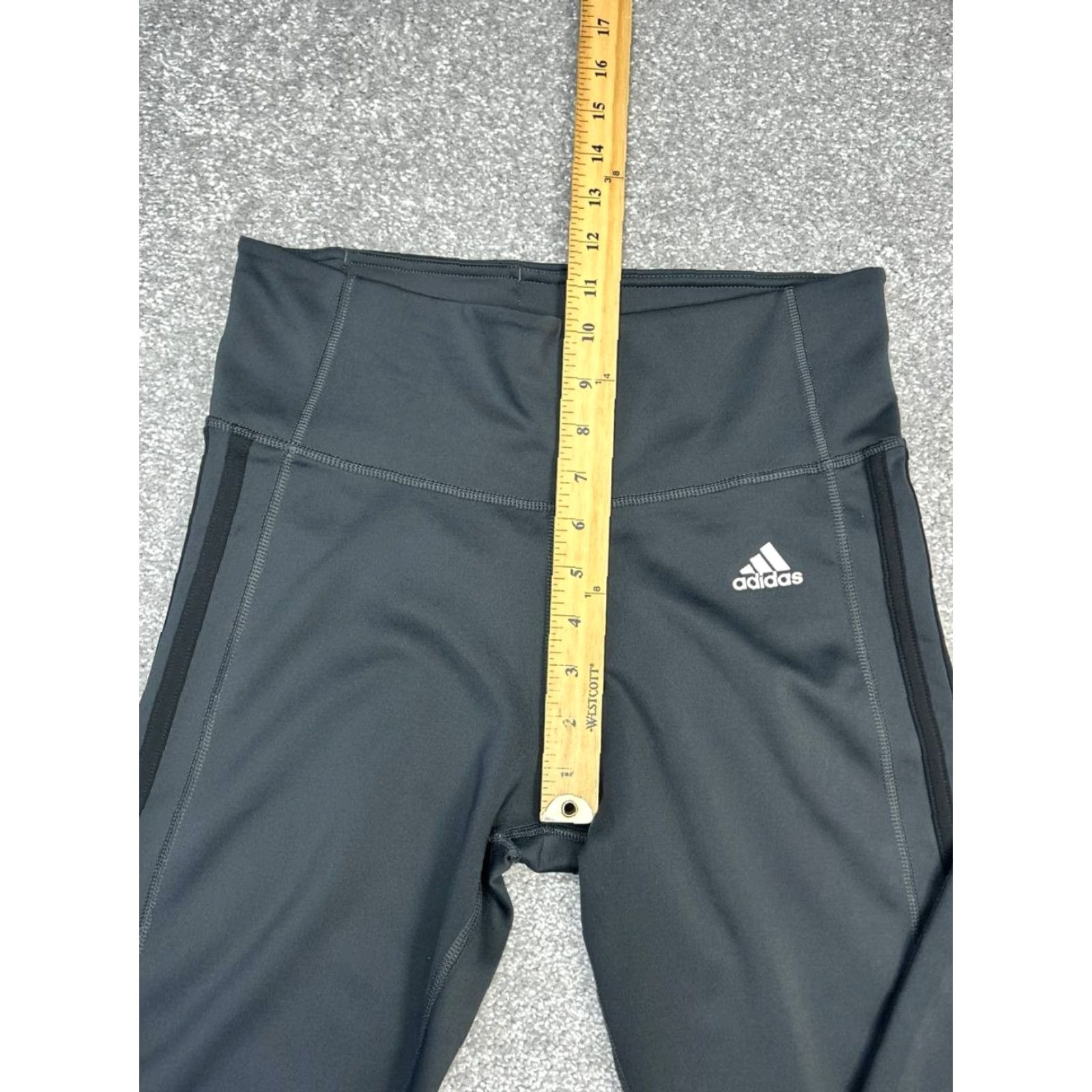 Adidas adidas Climalite Leggings Womens Medium Gray 3 Stripes Trefoil Logo Mid Rise Size 32" / US 10 / IT 46 - 7 Thumbnail