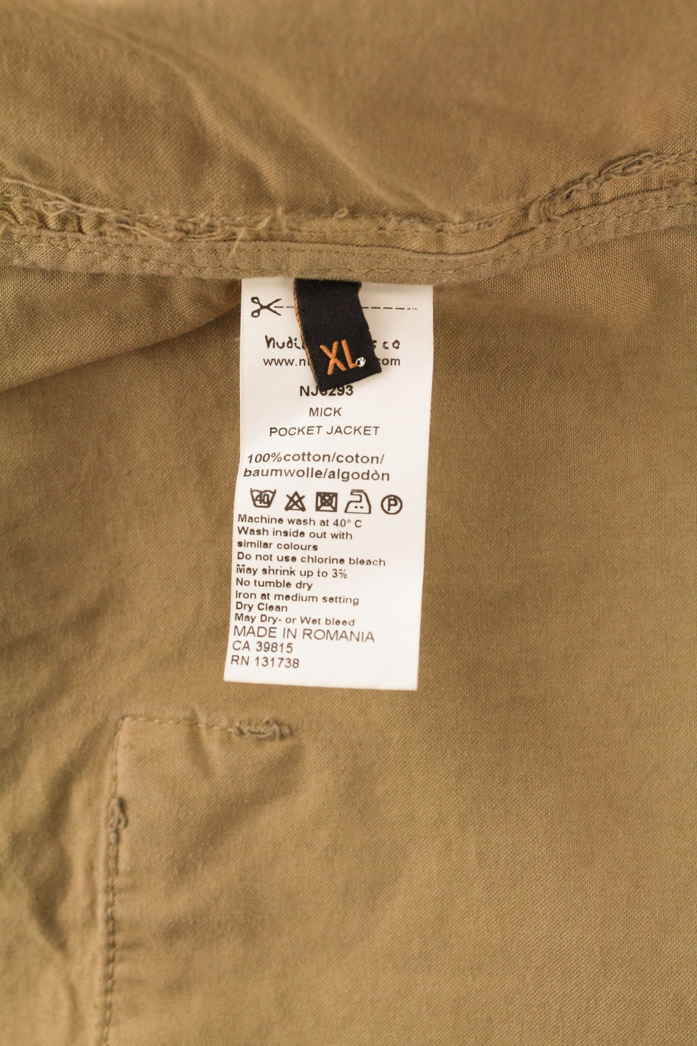 Nudie Jeans MICK XL Brown Patch Zipper Unlined Logo Jacket 80737 Size US XL / EU 56 / 4 - 7 Thumbnail