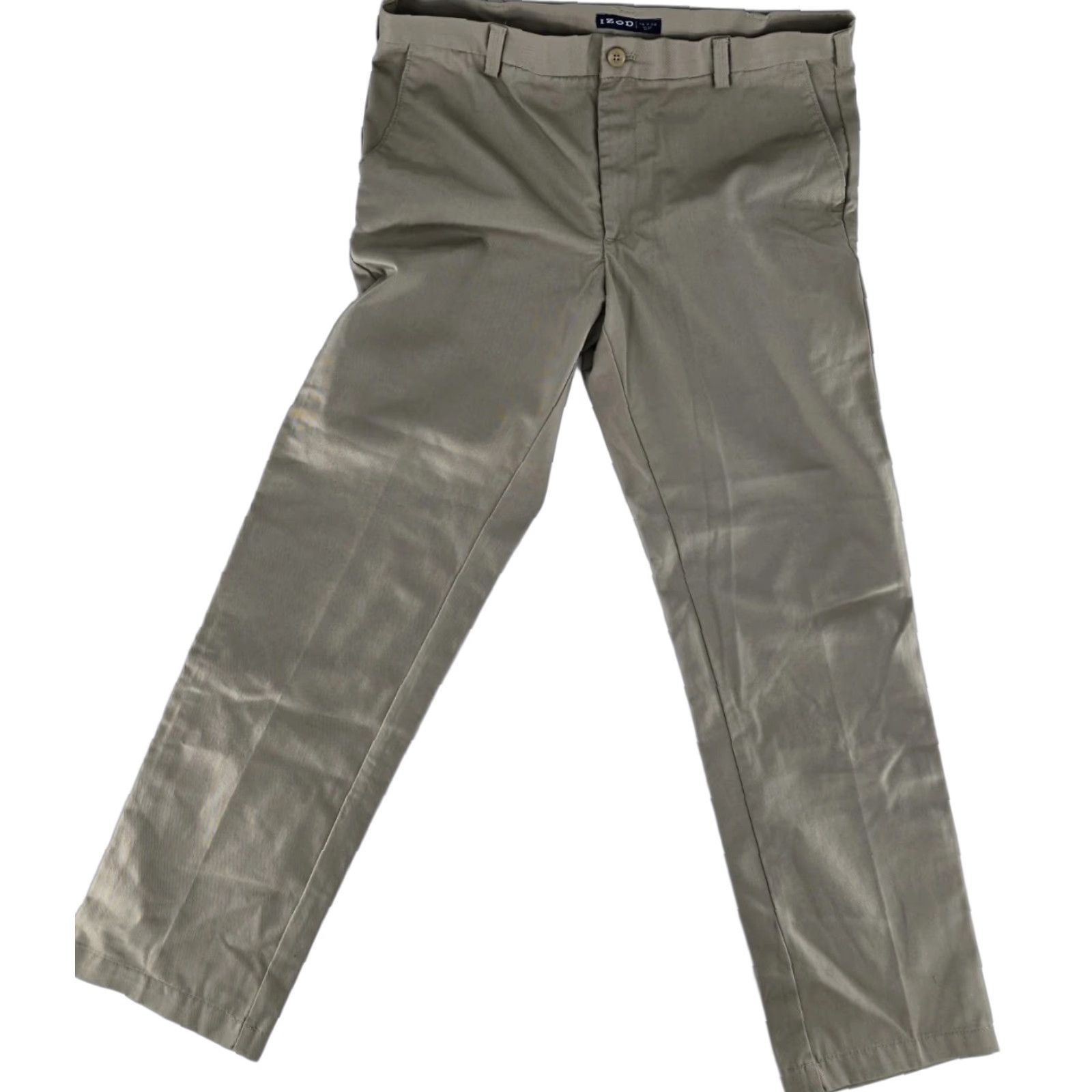 Izod IZOD Slim Fit Straight Leg American Chino Pants Men's 34x32 Tan Flat Front Size US 34 / EU 50 - 1 Thumbnail