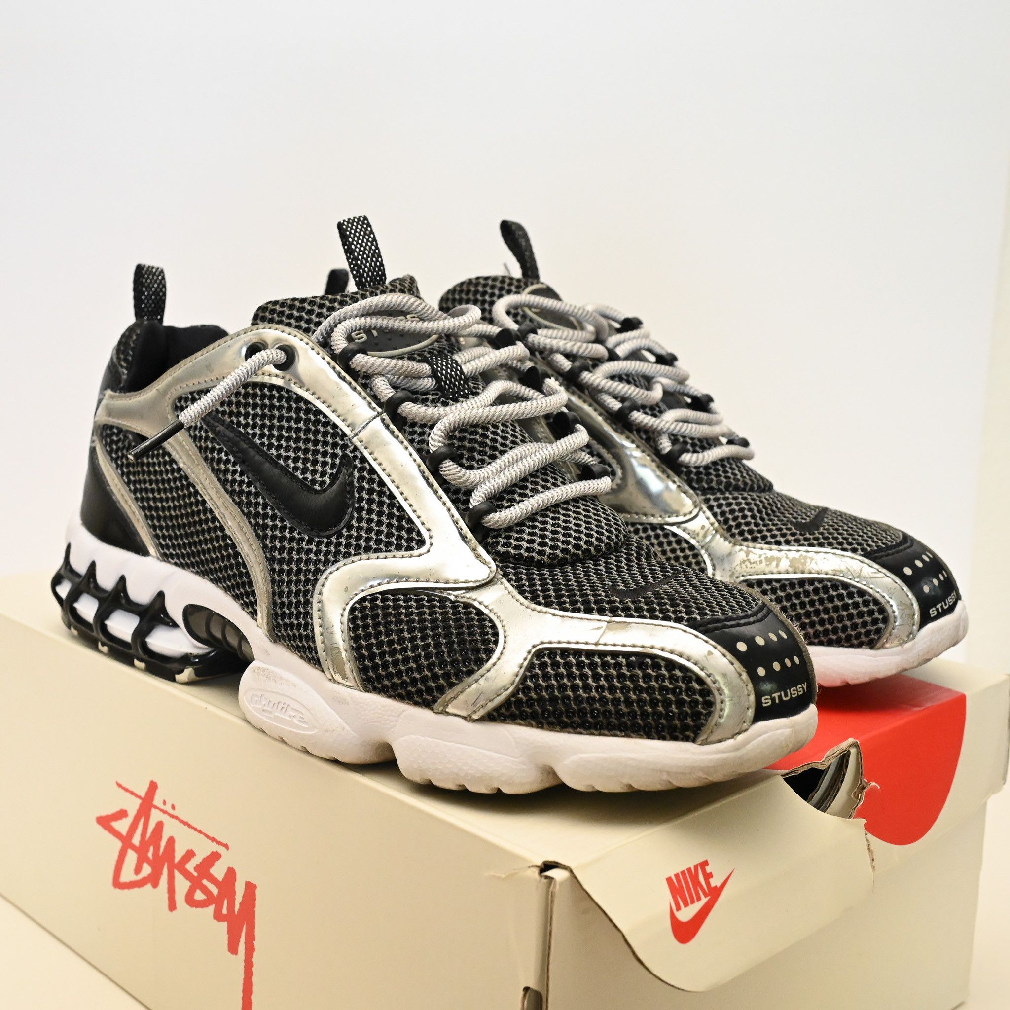 Nike Stussy x Air Zoom Spiridon Caged 2 Platinum - Size 11