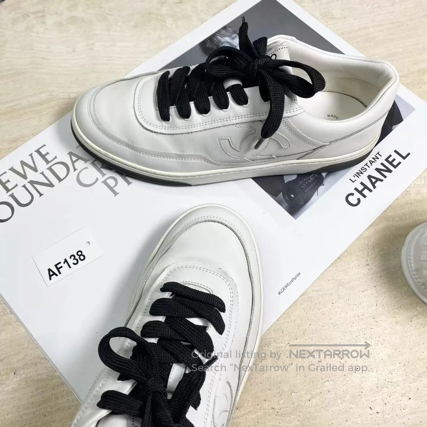 Chanel White Low-Top Lace-Up Sneakers. Size US 7 / EU 40 - 3 Thumbnail
