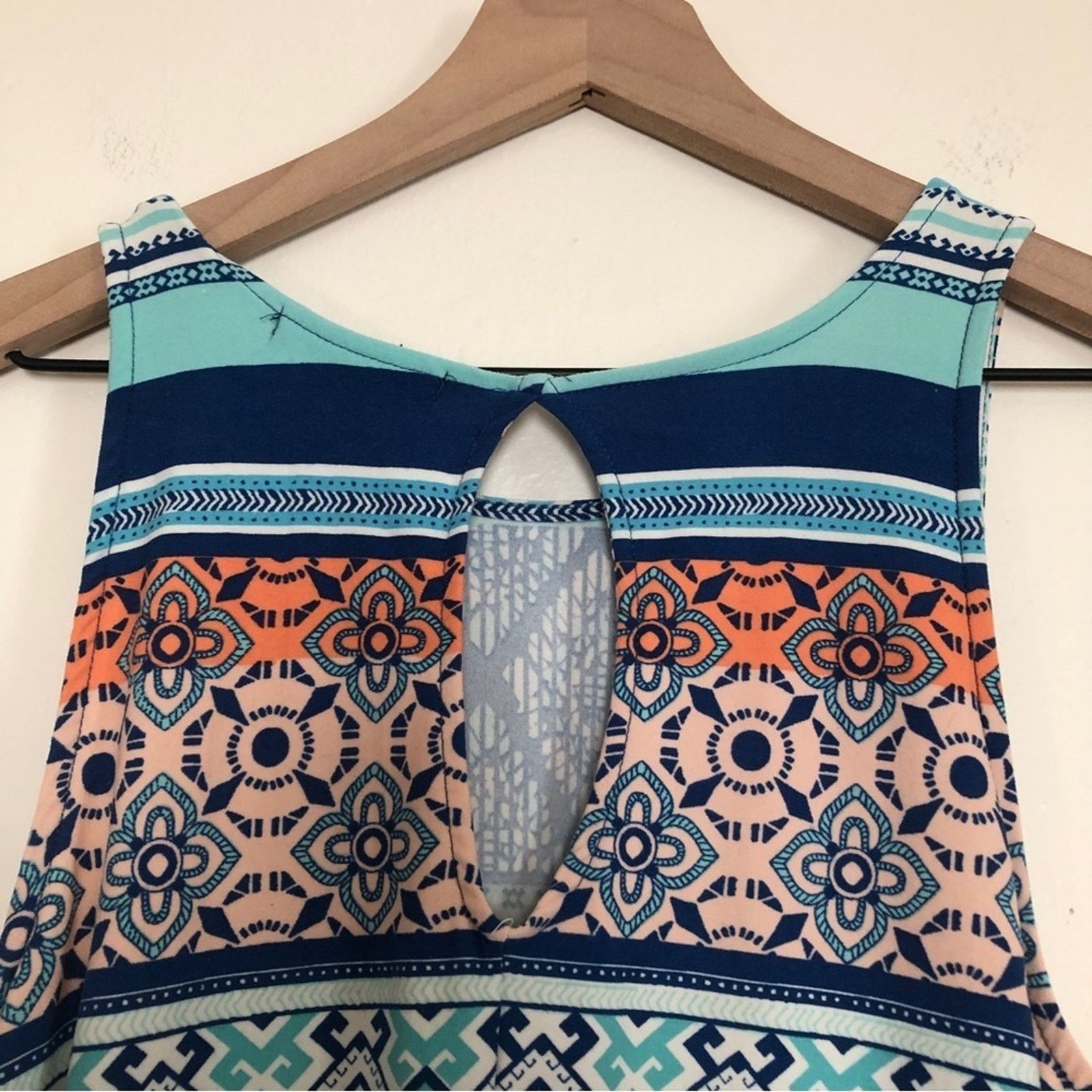 Other Planet Gold Blue Multicolor Geometric Stripes Tank Top Dress Size M / US 6-8 / IT 42-44 - 5 Thumbnail