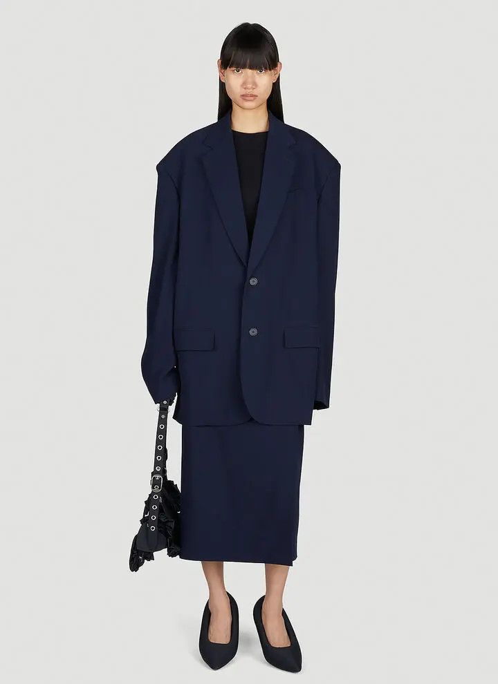 Balenciaga o1bcso1str1124 Oversized Jacket in Navy Blue Size XS / US 0-2 / IT 36-38 - 3 Thumbnail
