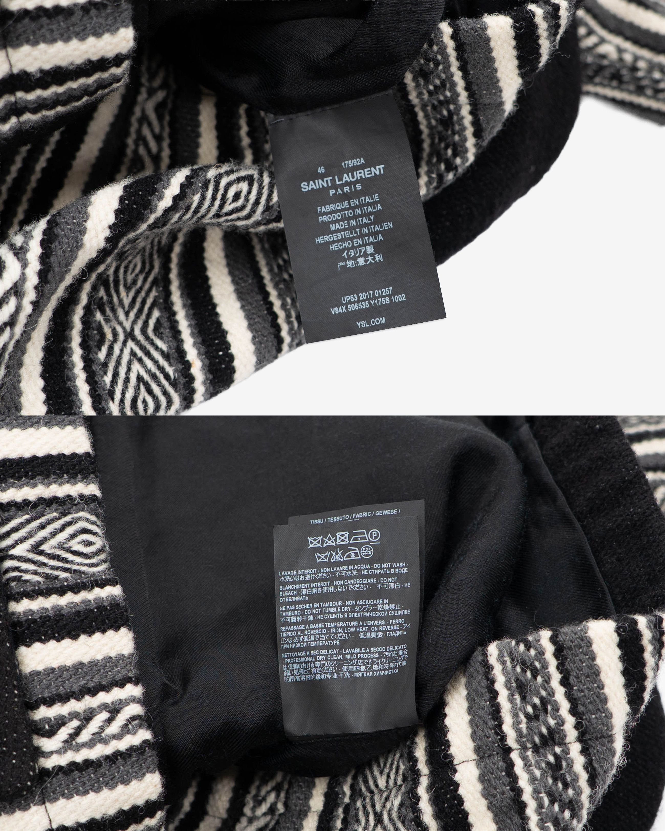 Saint Laurent Paris Black and White Baja Hooded Jacket (FW17) Size US S / EU 44-46 / 1 - 4 Thumbnail