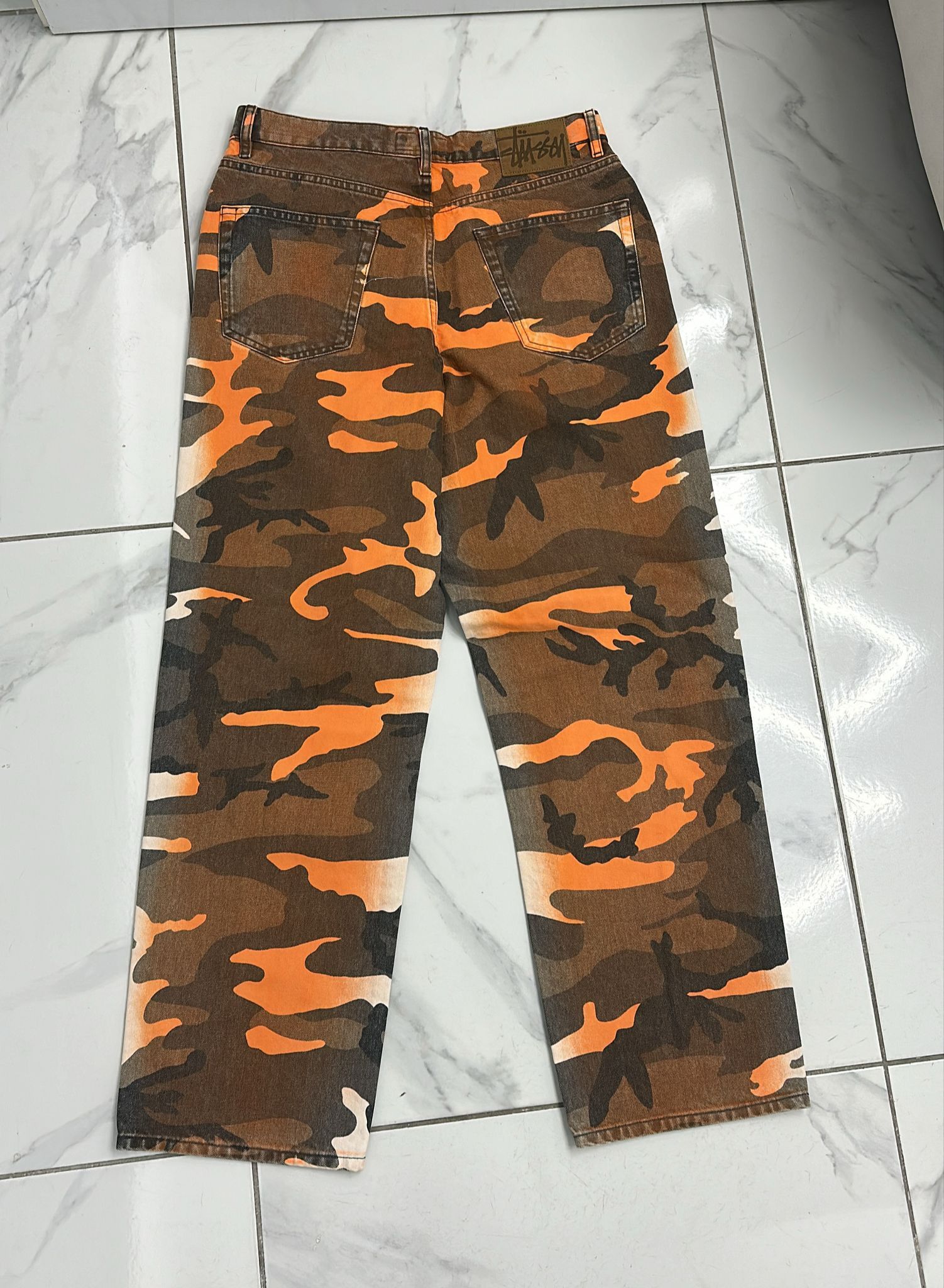Stussy × Vintage Stüssy Dye Big Ol Spray Jeans Orange Camo Size 30 Size US 30 / EU 46 - 5 Thumbnail