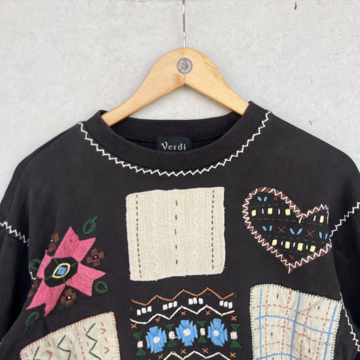 Other Vintage Black Embroidered Patchwork Sweater Size S Size S / US 4 / IT 40 - 4 Thumbnail