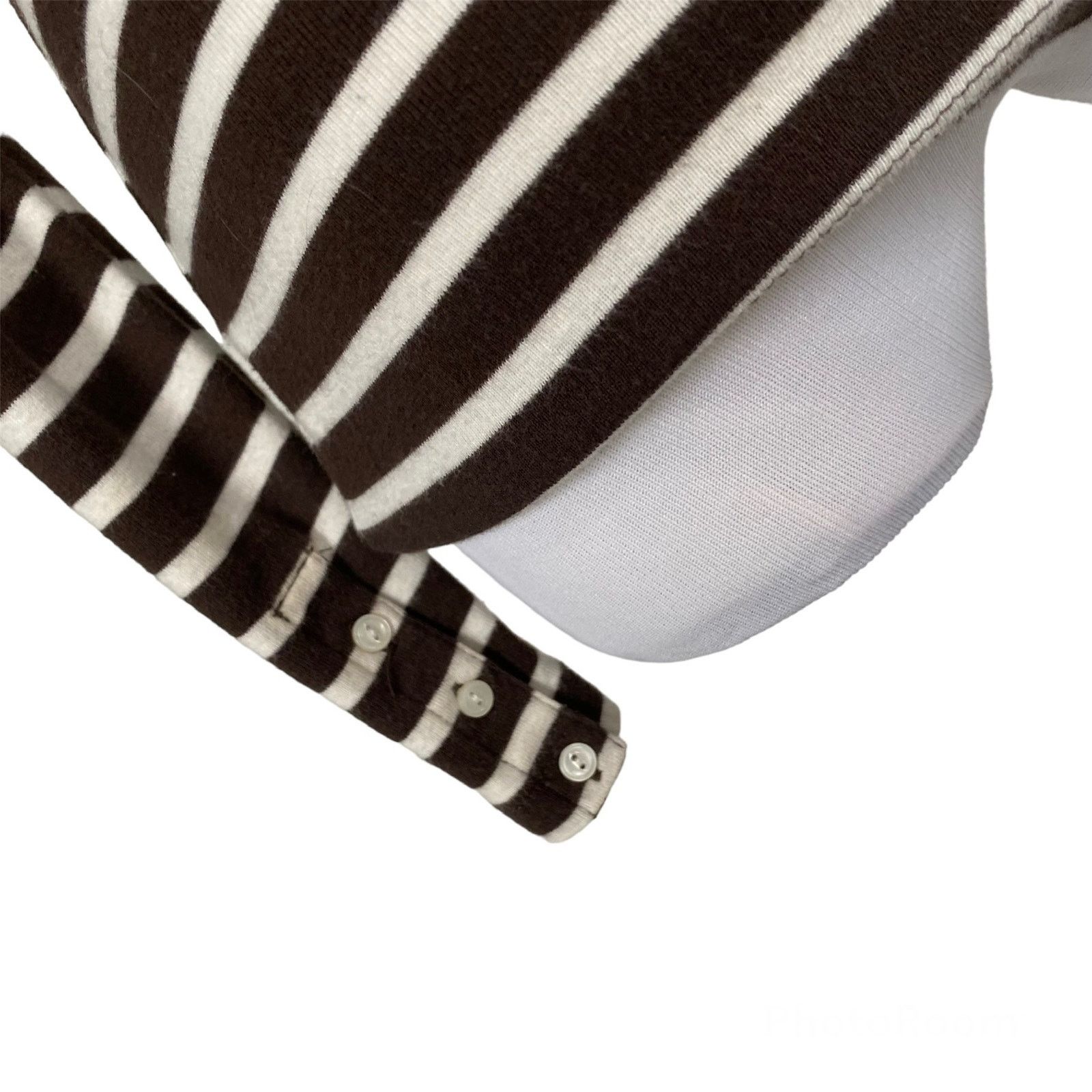 Gap GAP XS Brown White Stripe Long Sleeve Shirt Button Detail Size XS / US 0-2 / IT 36-38 - 3 Thumbnail