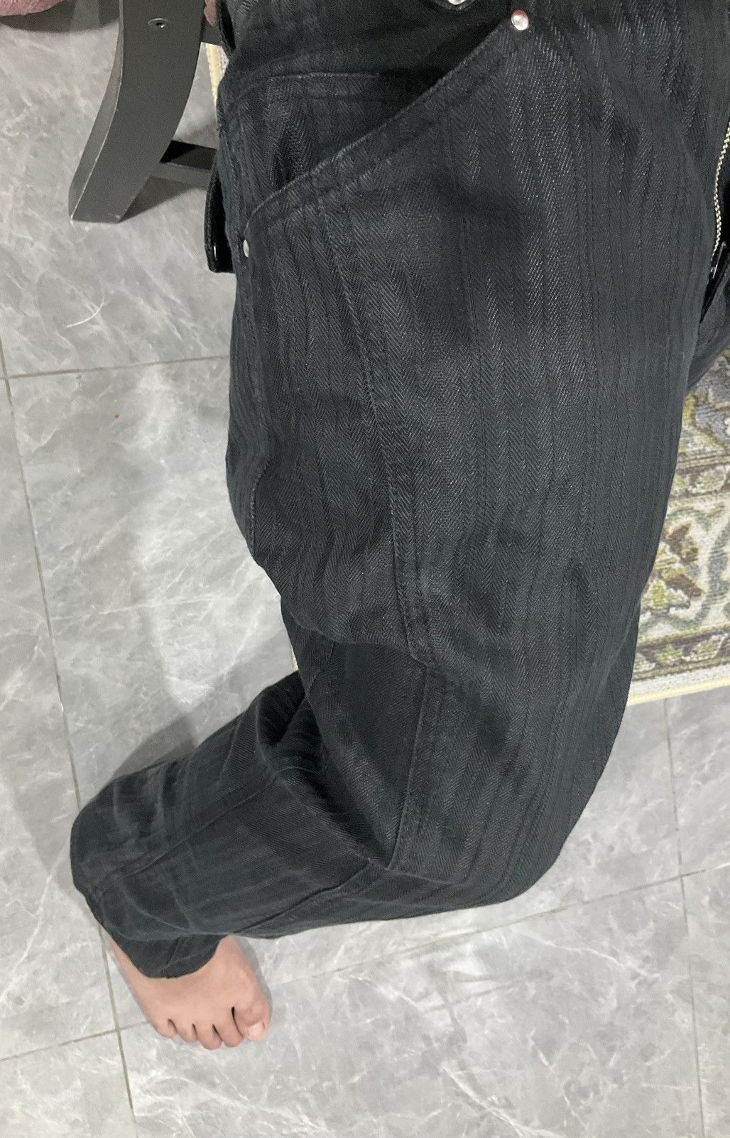 Designer × Japanese Brand Jeans Low Rise Boot Cut with design Flare Striped Size US 31 - 2 Thumbnail