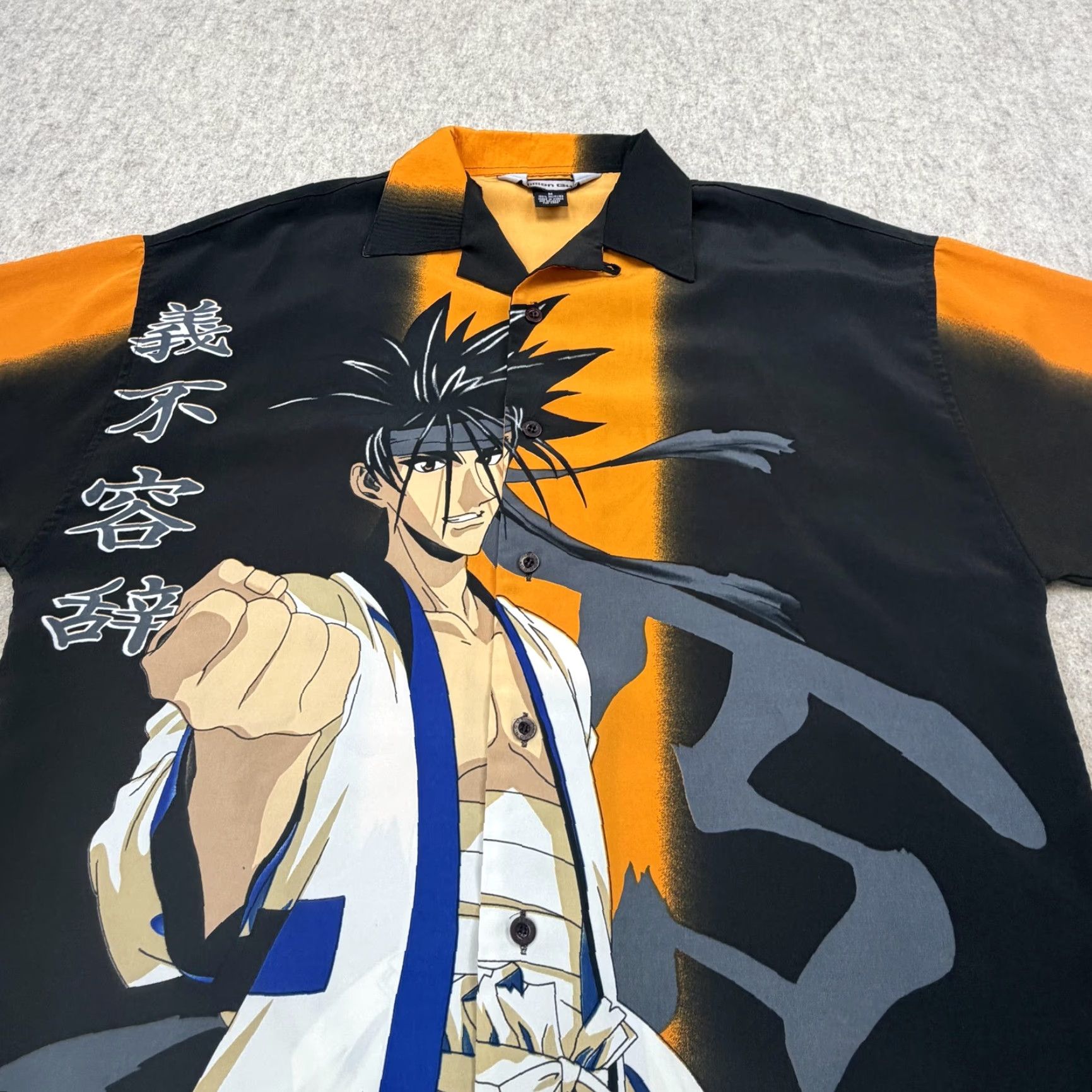 Vintage Million Guy Anime Shirt Mens Medium Black Orange Button Front Camp Aloha Graphic Size US M / EU 48-50 / 2 - 3 Thumbnail