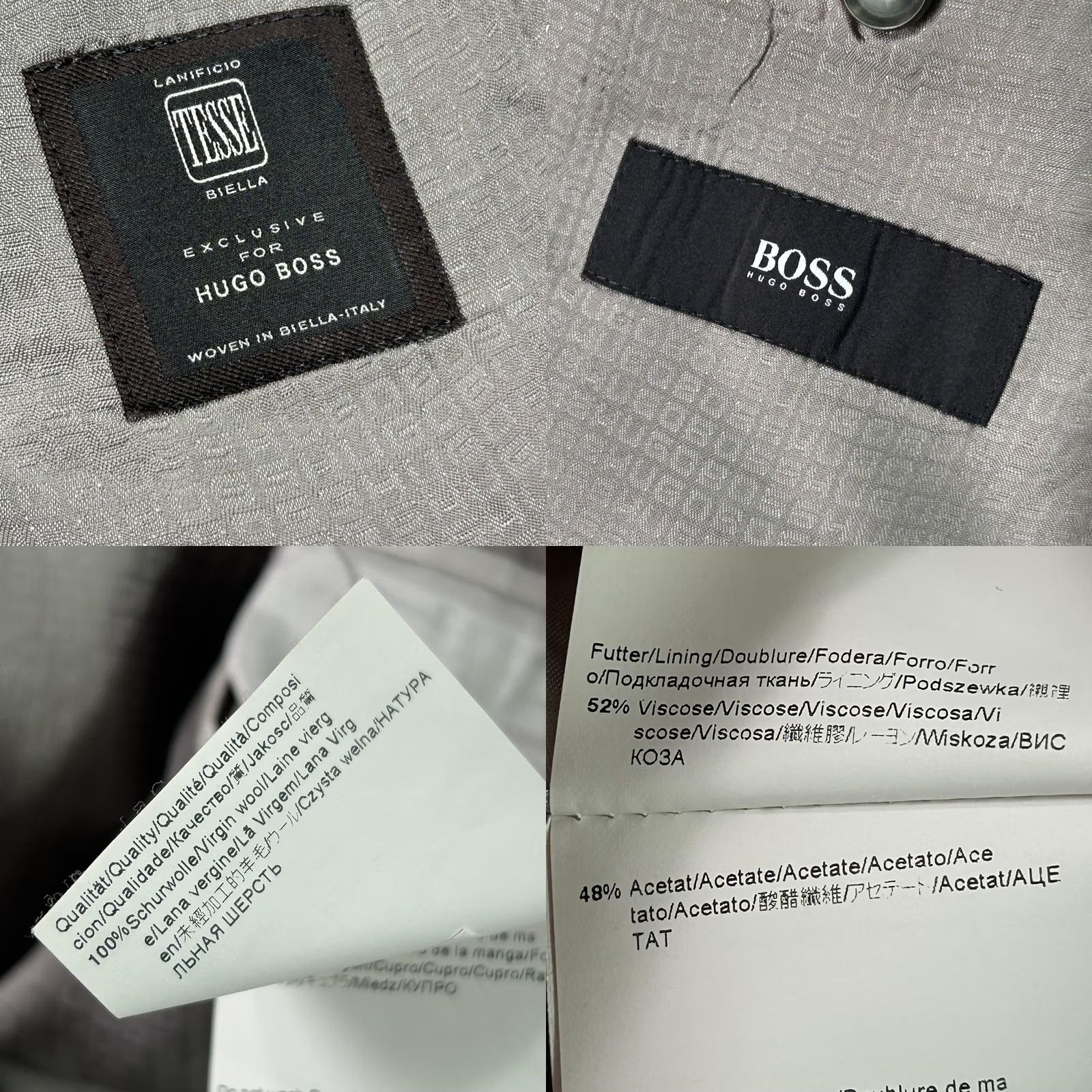 Hugo Boss HUGO BOSS Suit Jacket Mens 38 Short Gray Virgin Wool Tesse Biella 2 Button Dress Size US 38 / EU 54 - 8 Thumbnail