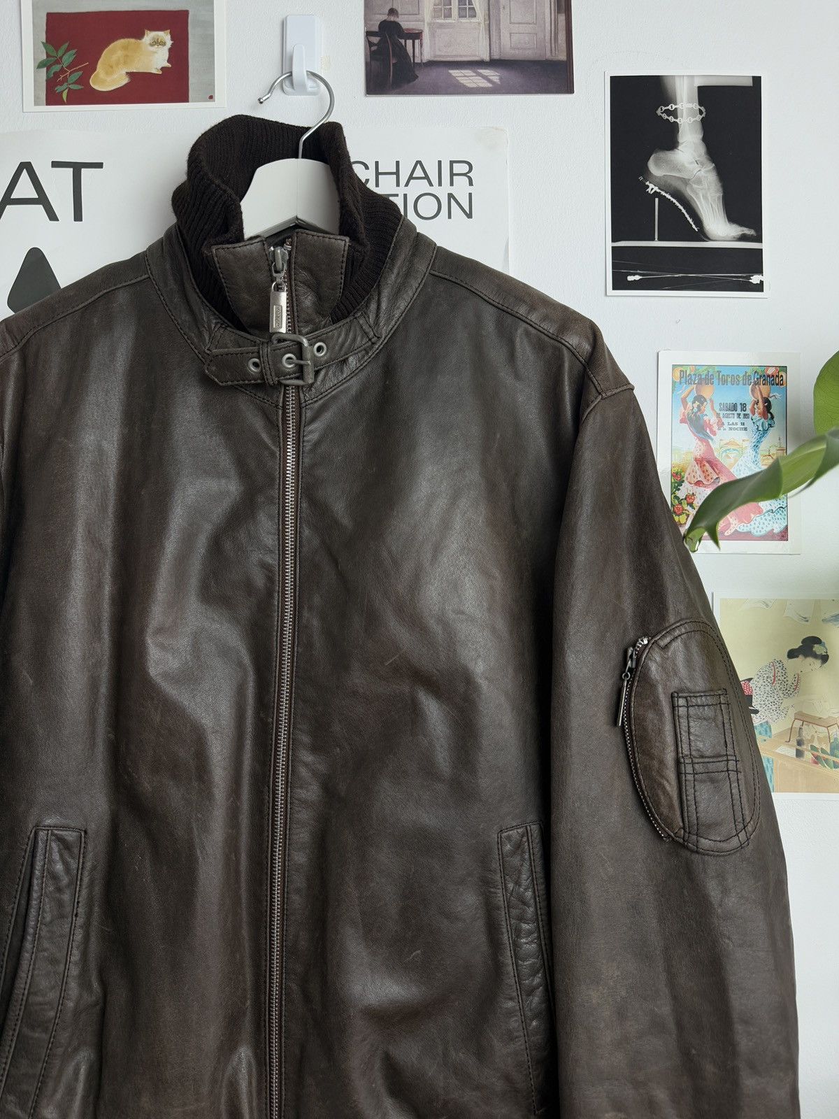 Other Vintage heavy boxy leather bomber jacket L archive army rare Size US L / EU 52-54 / 3 - 3 Thumbnail