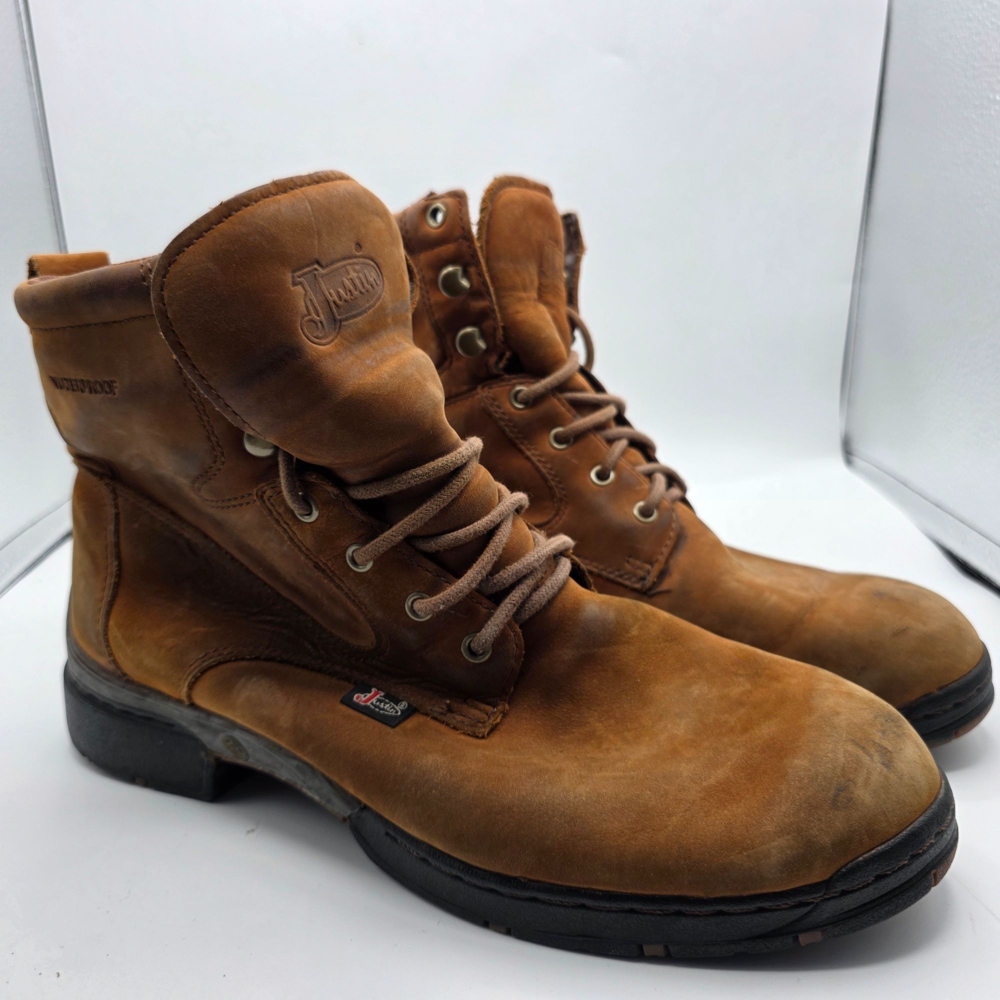 Justin Justin Mens Size 9 D Brown Work Boots Waterproof Outdoors Ca Size US 9 / EU 42 - 1 Thumbnail