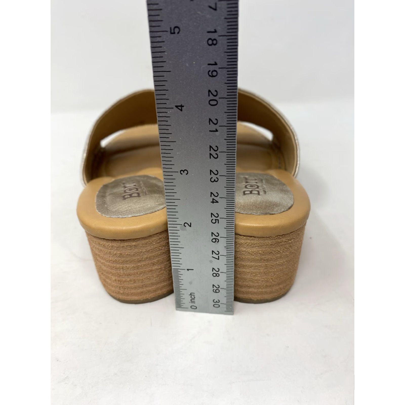 Born VINTAGE? No — Born Leather Sandal Womens Sz 8 39 Comfort Slip On Mule Block Heel Metallic Gold Sandal Gold Leather Slip-On Women’s Casual Size US 8 / IT 38 - 5 Thumbnail