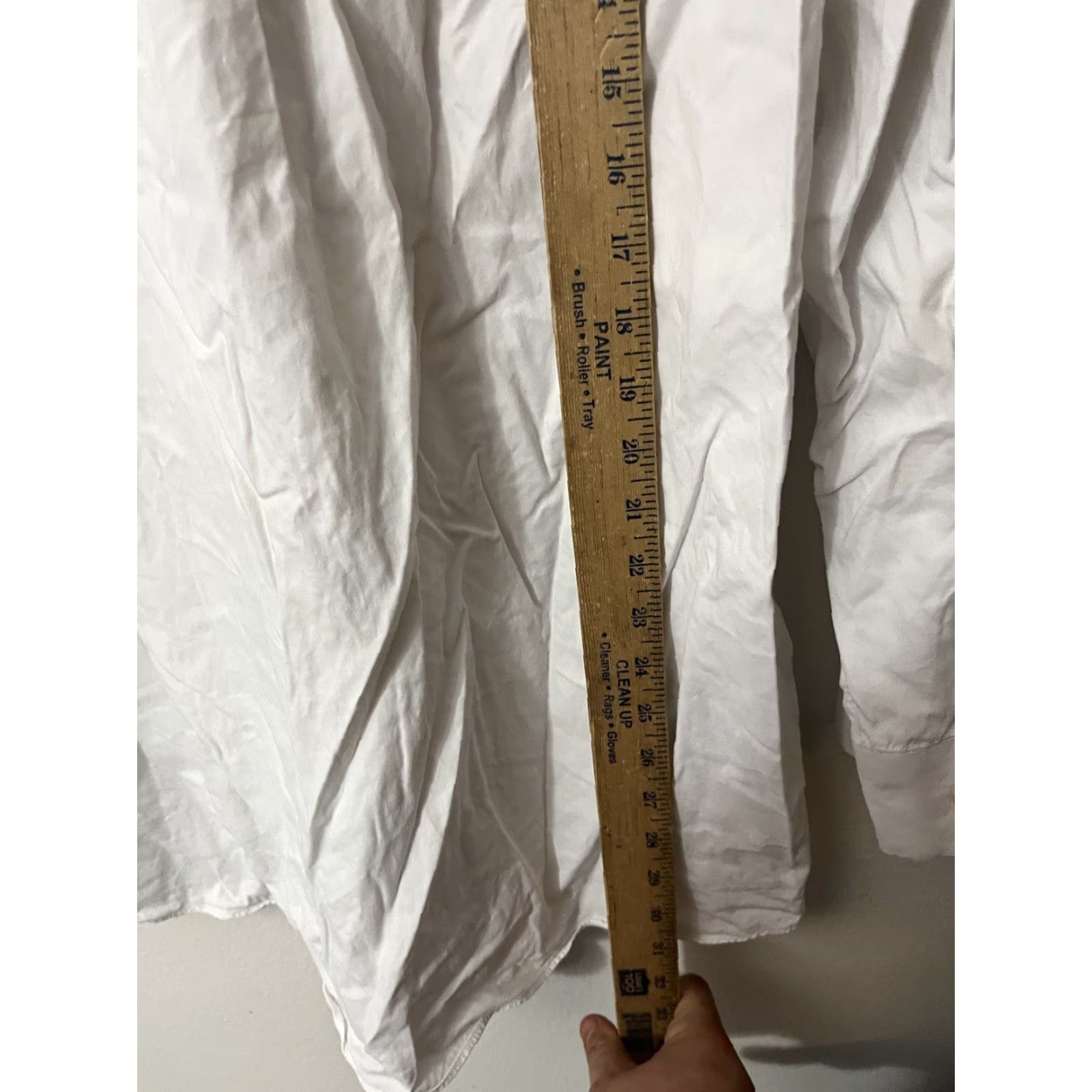Tommy Hilfiger Tommy Hilfiger Dress Shirt XL White Solid Long Sleeve Button-Up Classic Mens 17 in Size 46R - 4 Thumbnail