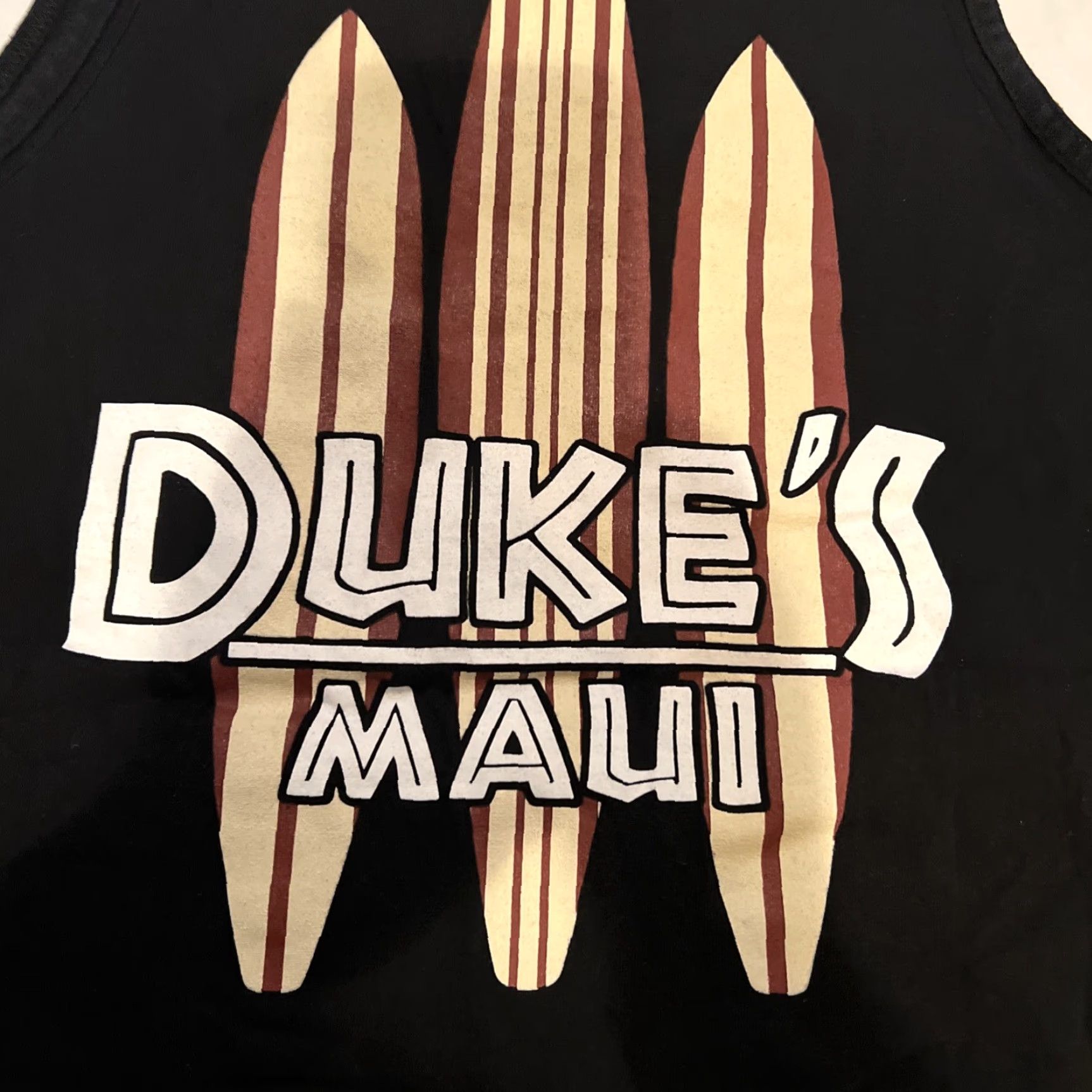 Vintage VINTAGE Duke Kahanamoku Dukes Maui Surfer Restaurant Tan Top Shirt XL Black Size US XL / EU 56 / 4 - 7 Thumbnail
