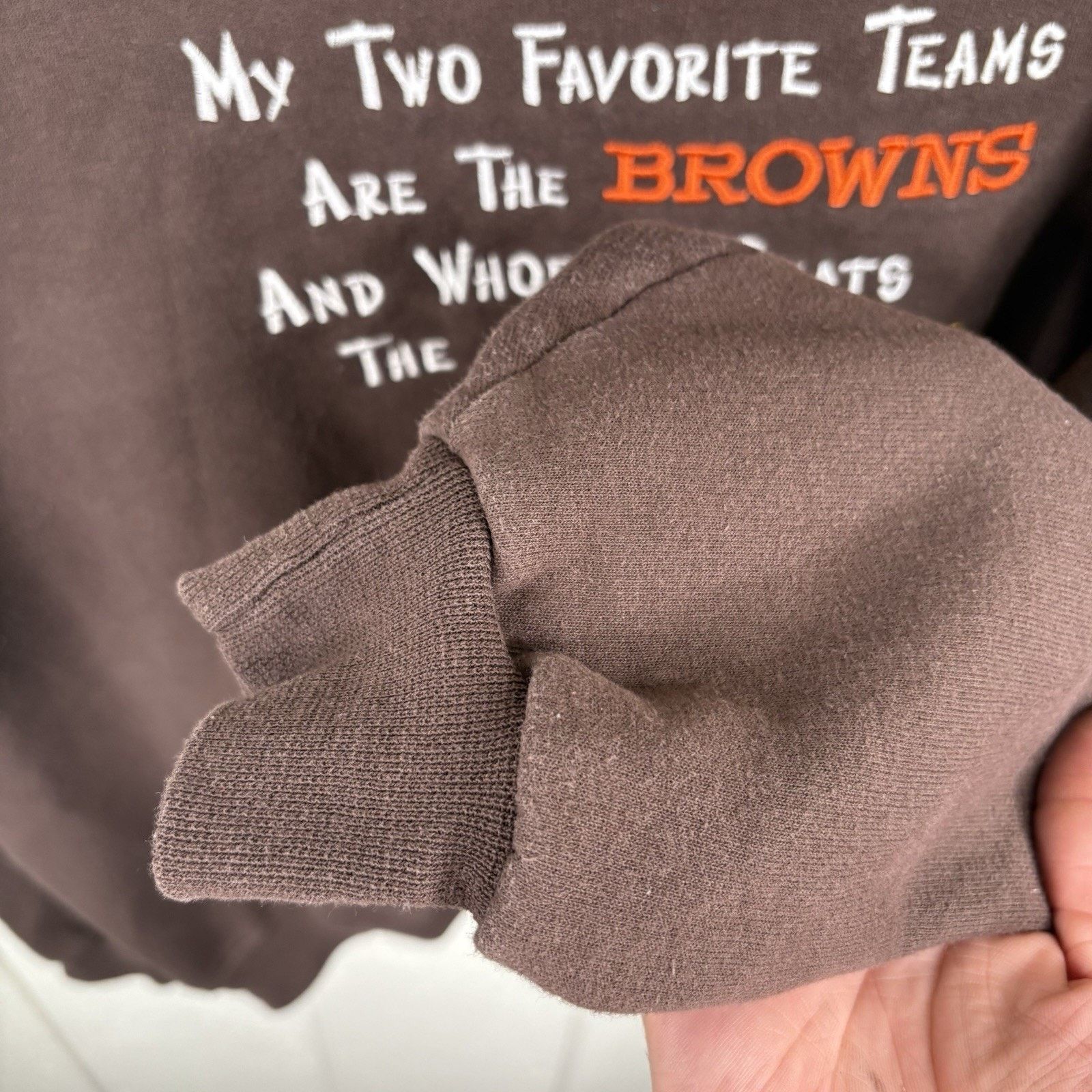 Jerzees Vintage Embroidered Cleveland Browns Funny Crewneck X-Large Size US XL / EU 56 / 4 - 4 Thumbnail