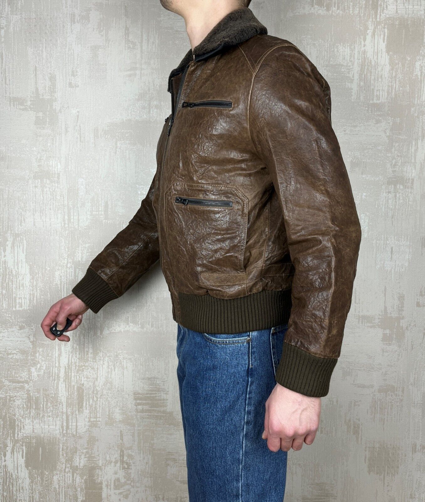 Hugo Boss Hugo Boss Orange Aviator Leather Bomber Jacket Distressed Size US M / EU 48-50 / 2 - 9 Thumbnail