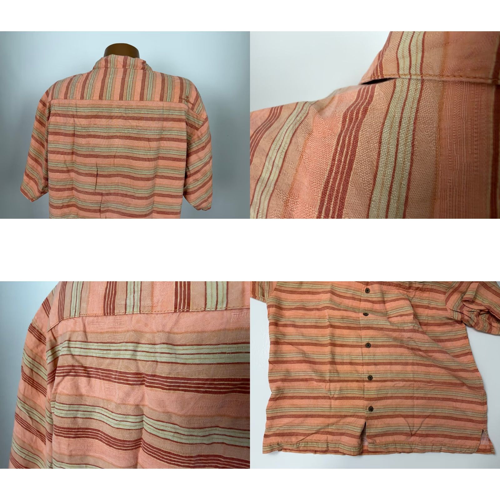 Tommy Bahama VINTAGE Tommy Bahama Shirt Men Large Striped Silk Floral Jacquard Hawaiian Luau Size US L / EU 52-54 / 3 - 8 Thumbnail