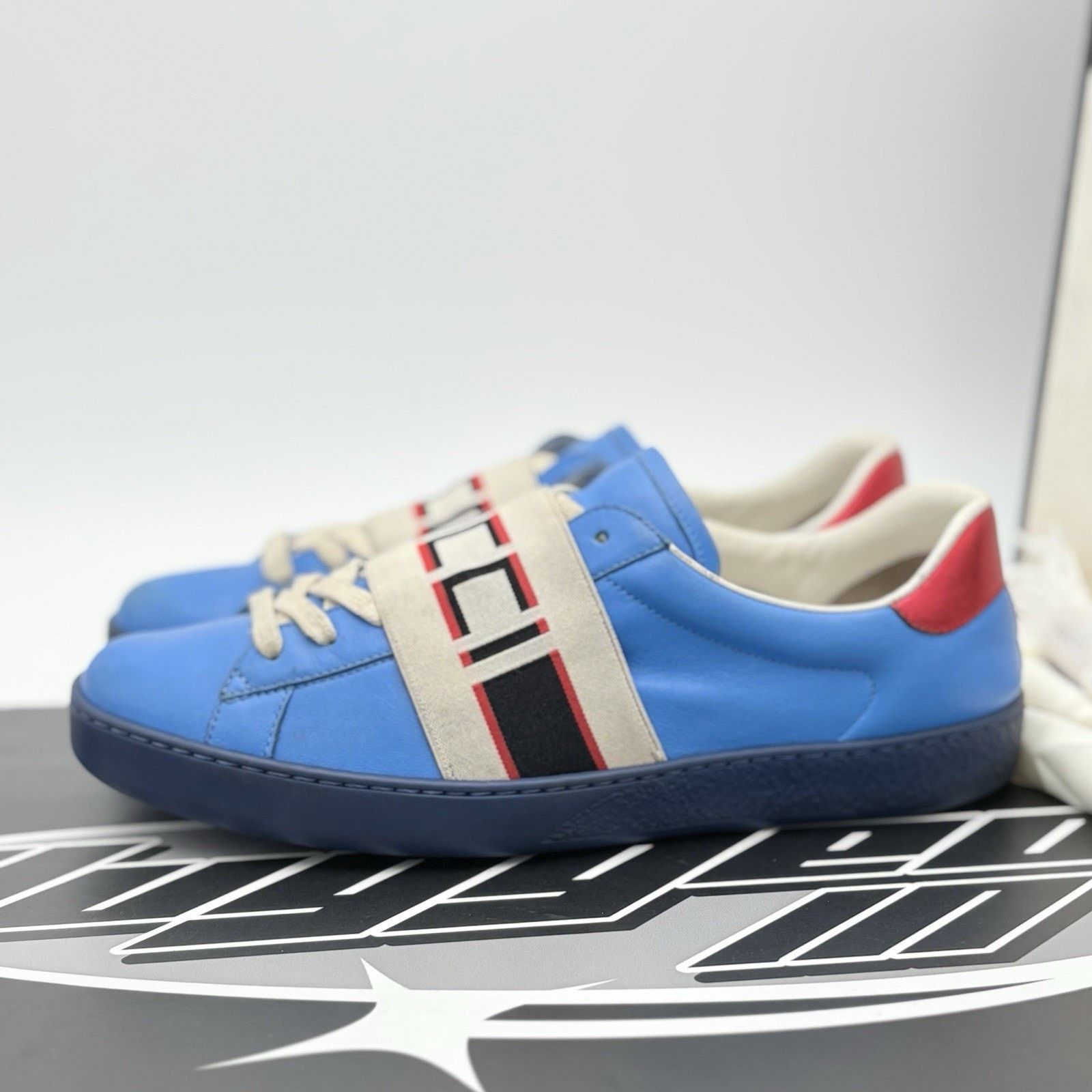 Gucci Gucci Ace Stripe Leather ' Blue ' | GOOD CONDITION! Size US 7.5 / EU 40-41 - 1 Thumbnail