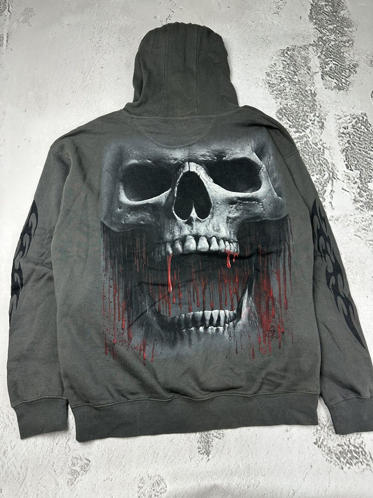 Tribal Streetwear Spiral Rock Death Roar Charcoal Tribal Hoodie XXL Skull Size US XXL / EU 58 / 5 - 9 Thumbnail