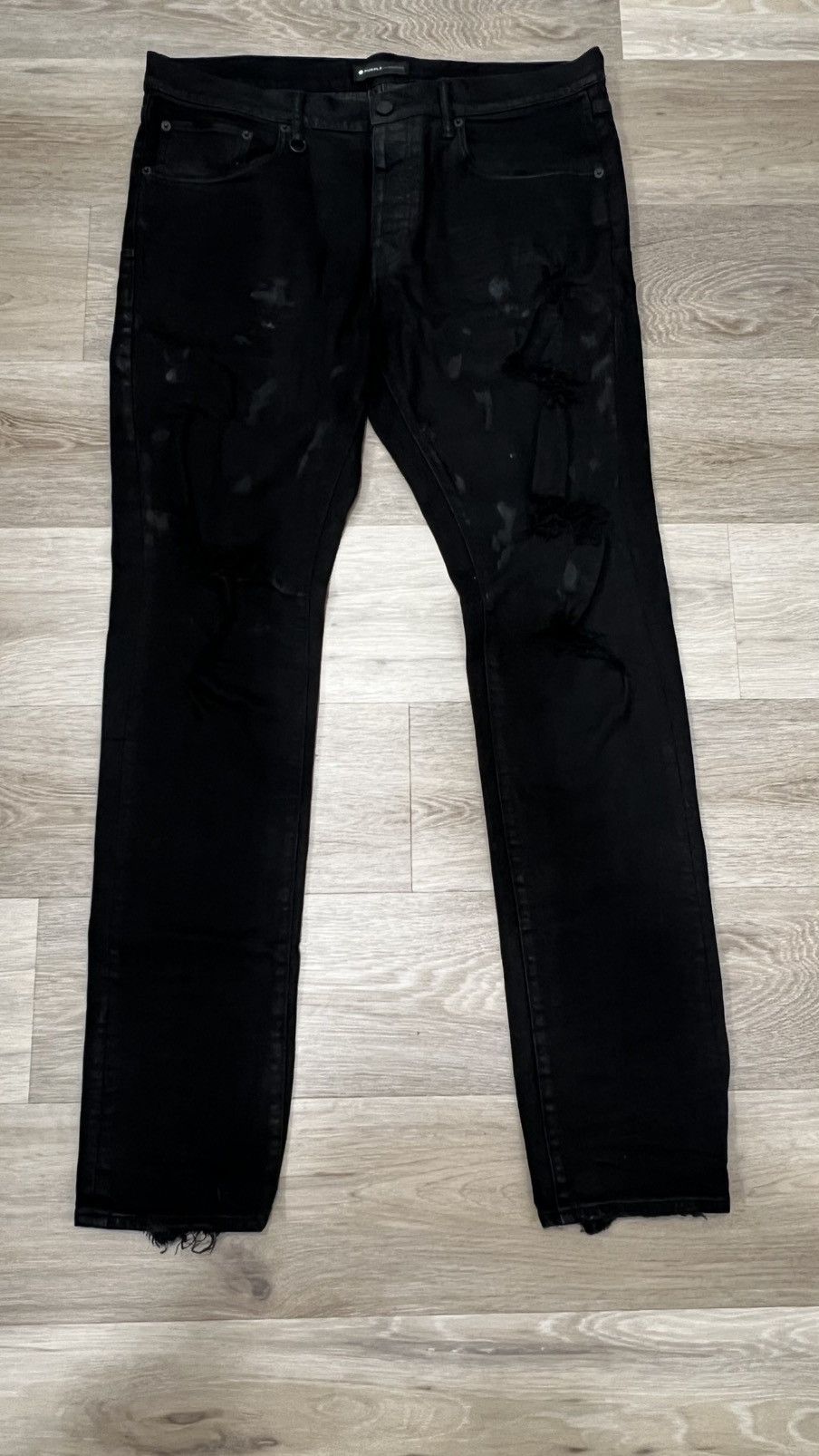 Purple Brand PURPLE black oil spill jeans Size US 35 - 1 Thumbnail