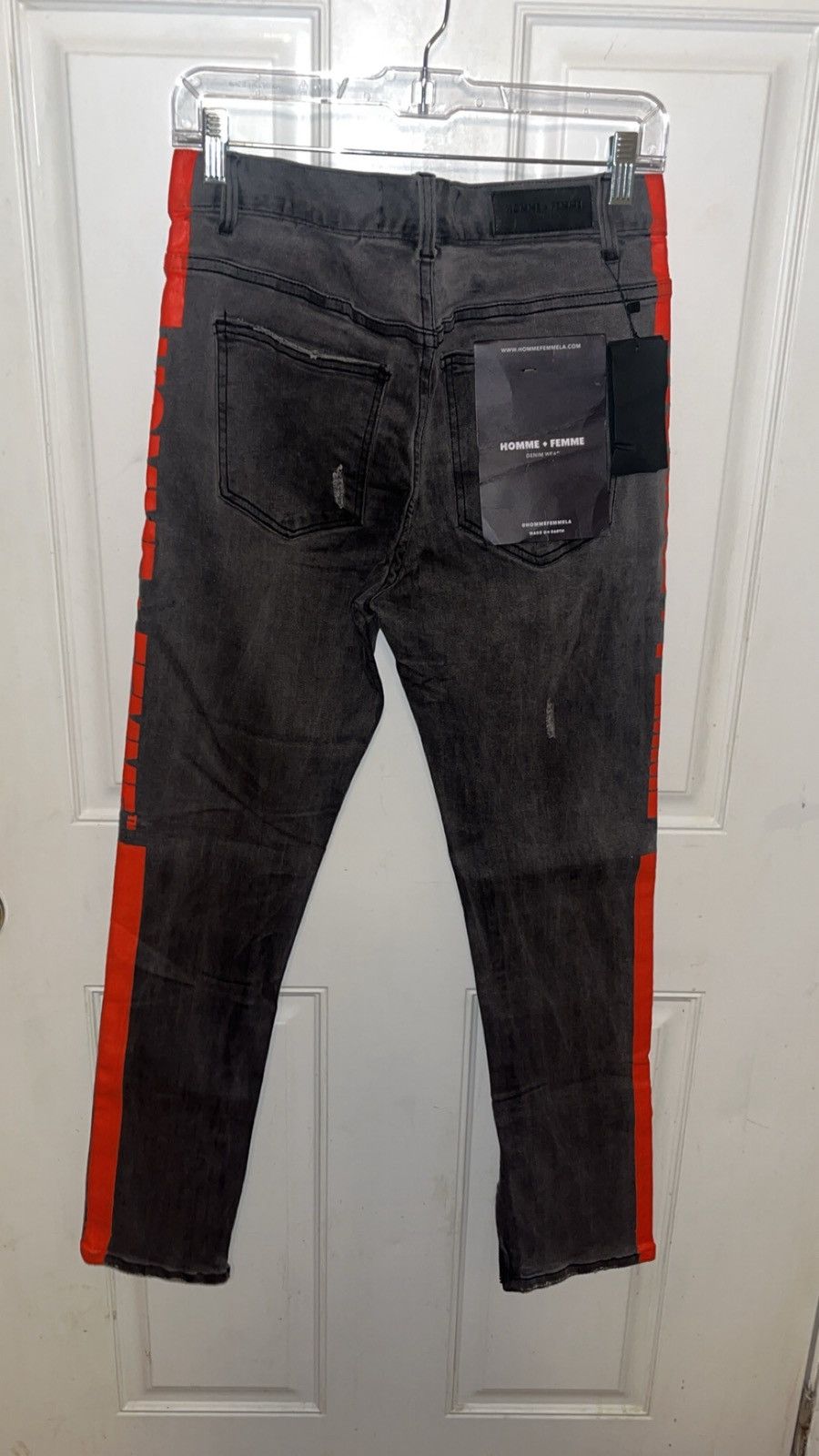 Homme + Femme La Homme Femme Black And Red Skinny Jeans With Zipper 30 X 32 Size US 30 / EU 46 - 2 Thumbnail