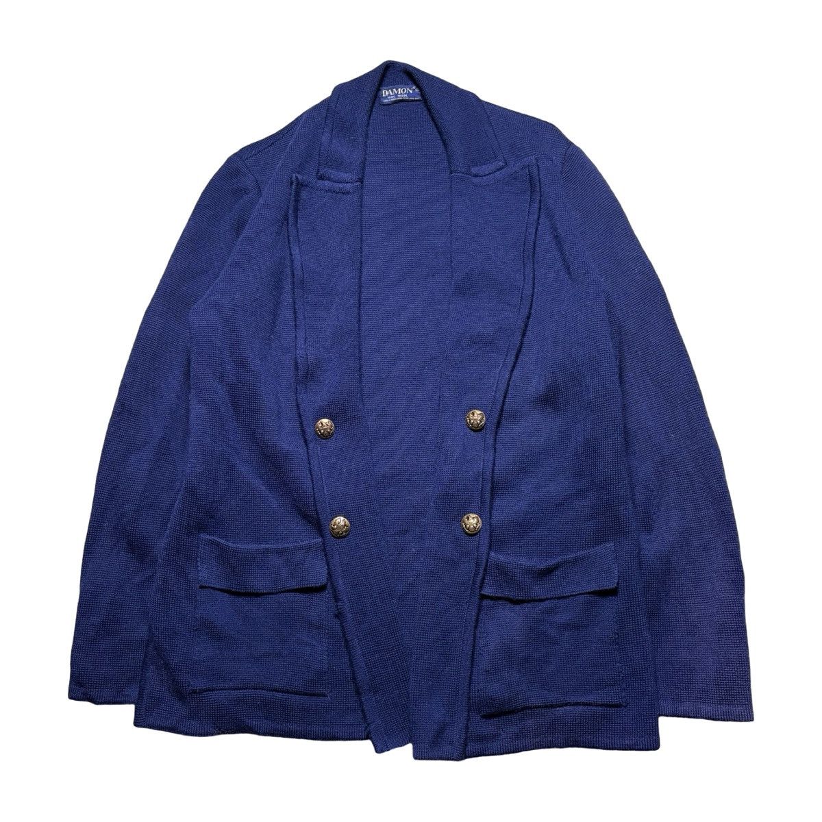Other Vintage Damon Navy Sweater Cardigan 60s 100% Wool True Size US L / EU 52-54 / 3 - 1 Thumbnail