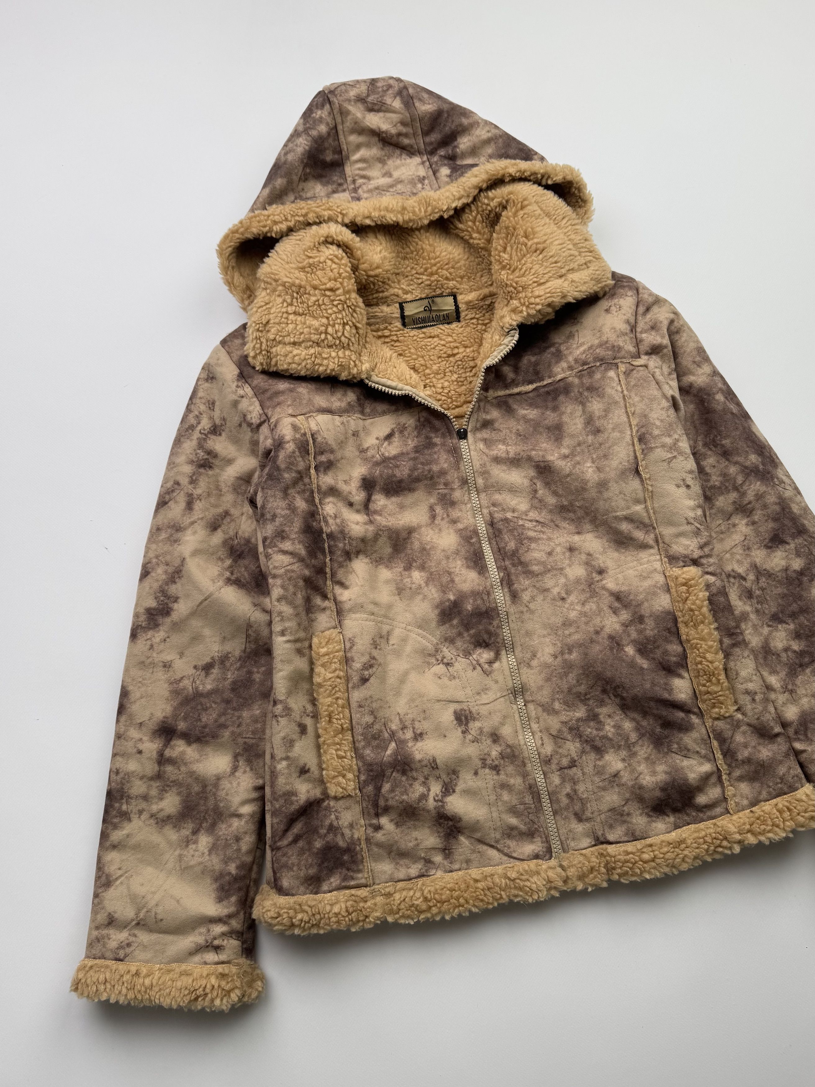Japanese Brand Vintage Faux Sheepskin Faded Hooded Jacket B388(V48)E2 Size S / US 4 / IT 40 - 2 Thumbnail