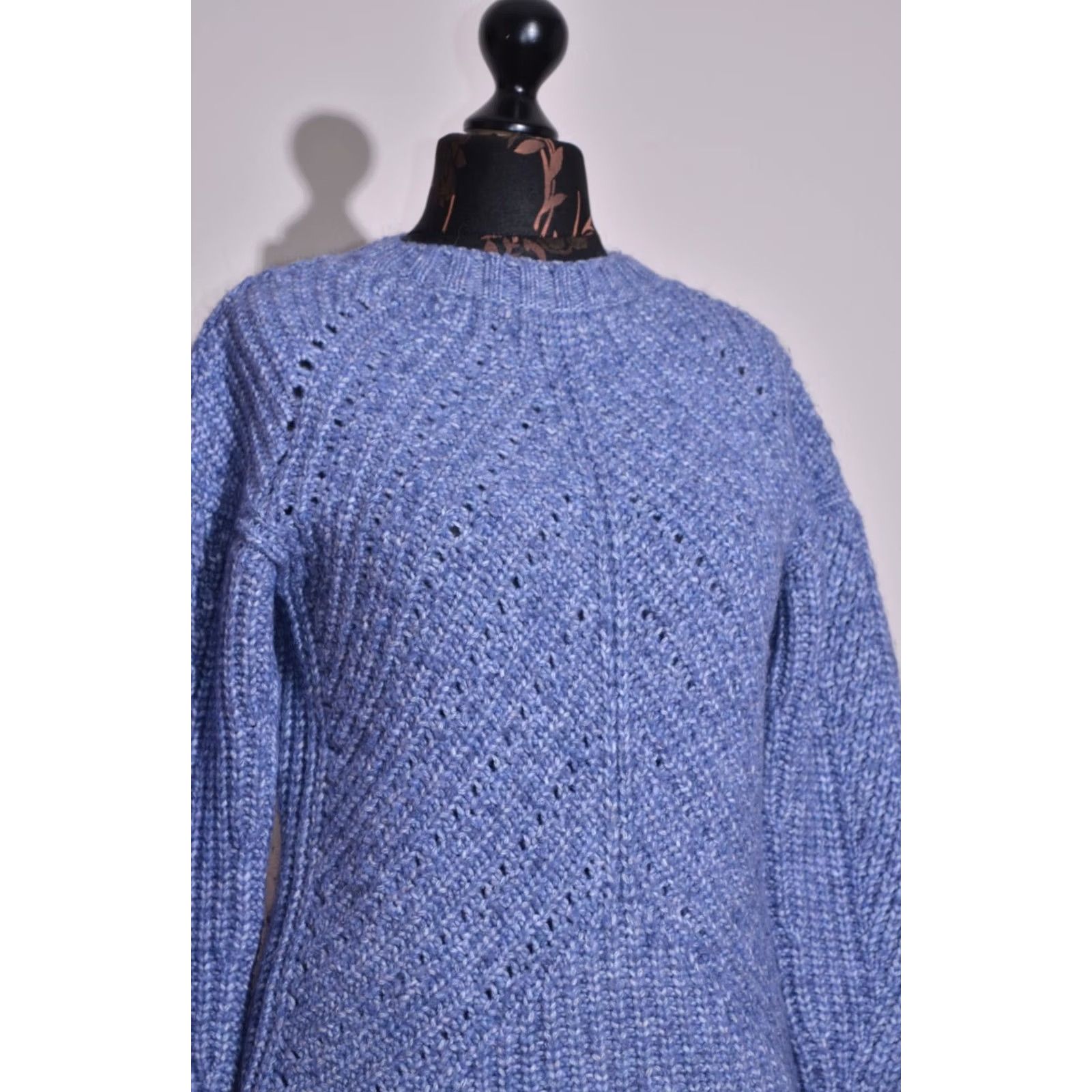 Massimo Dutti Massimo Dutti Womens Jumper Sweater Blue Wool Blend Knit Round Neck S Pullover Italy Yarn Made in Spain Casual Winter Womens Size S / US 4 / IT 40 - 2 Thumbnail