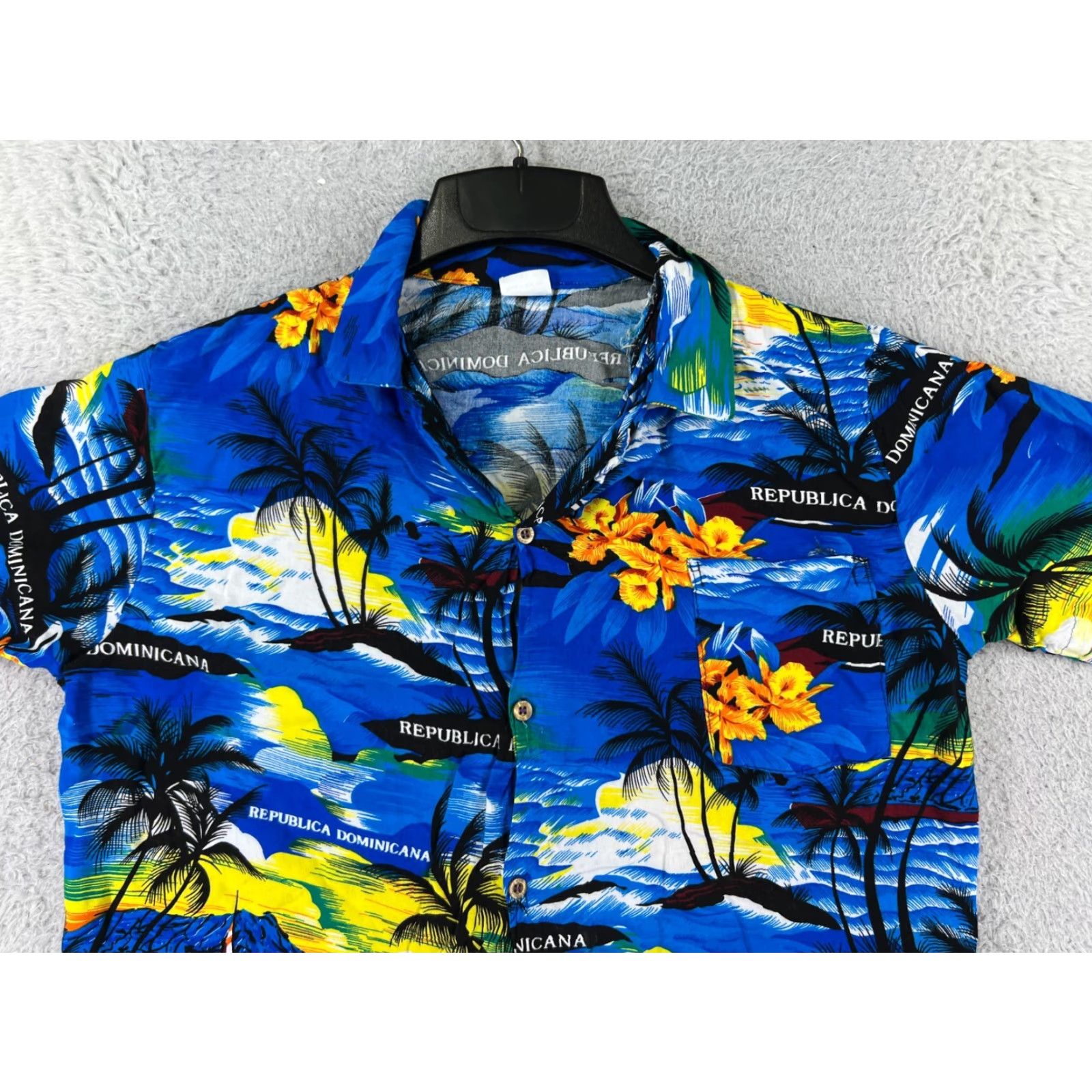 Vintage Haniel Shirt Mens Medium Blue Floral Palm Hawaiian Style Dominican Republic Size US M / EU 48-50 / 2 - 6 Thumbnail