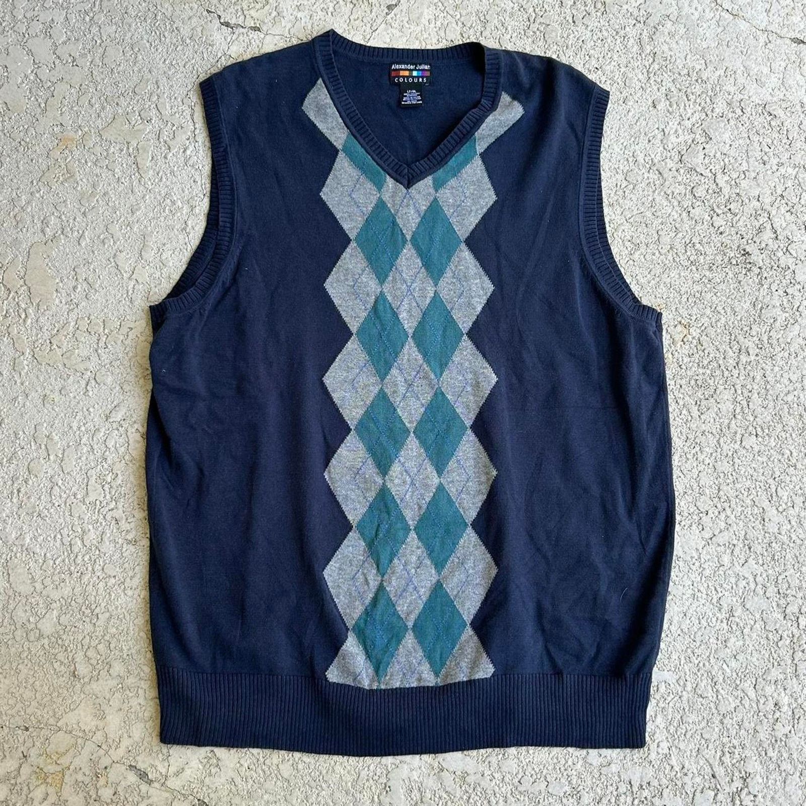 Other 90s Alexander Julian Colors Blue Patterned Sweater Vest.Sz L Size L / US 10 / IT 46 - 1 Thumbnail