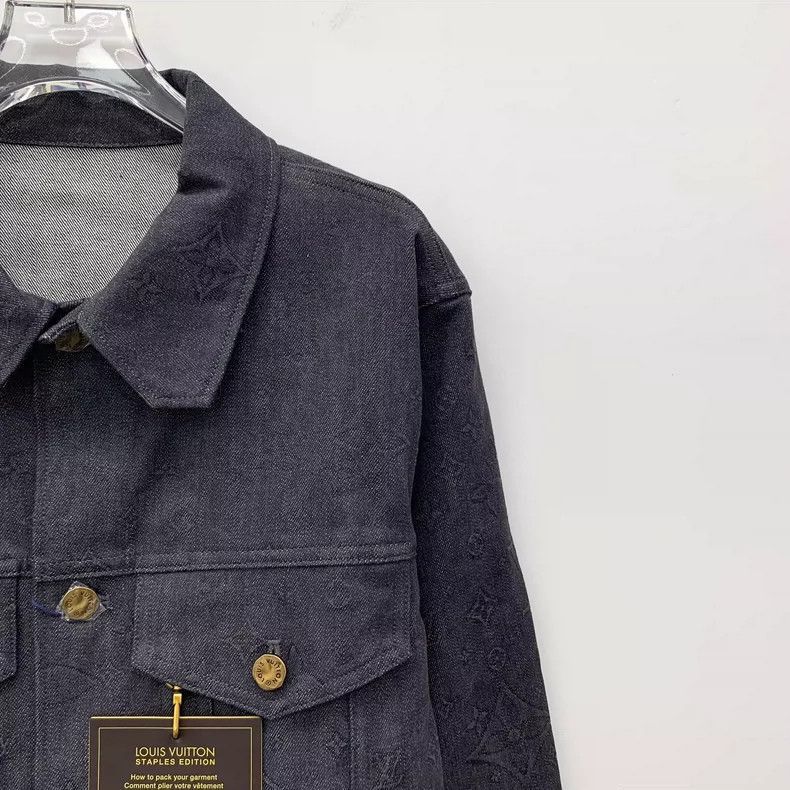 Louis Vuitton Louis Vuitton Denim Jacket Gray Black Pattern -2505 Size US L / EU 52-54 / 3 - 3 Thumbnail