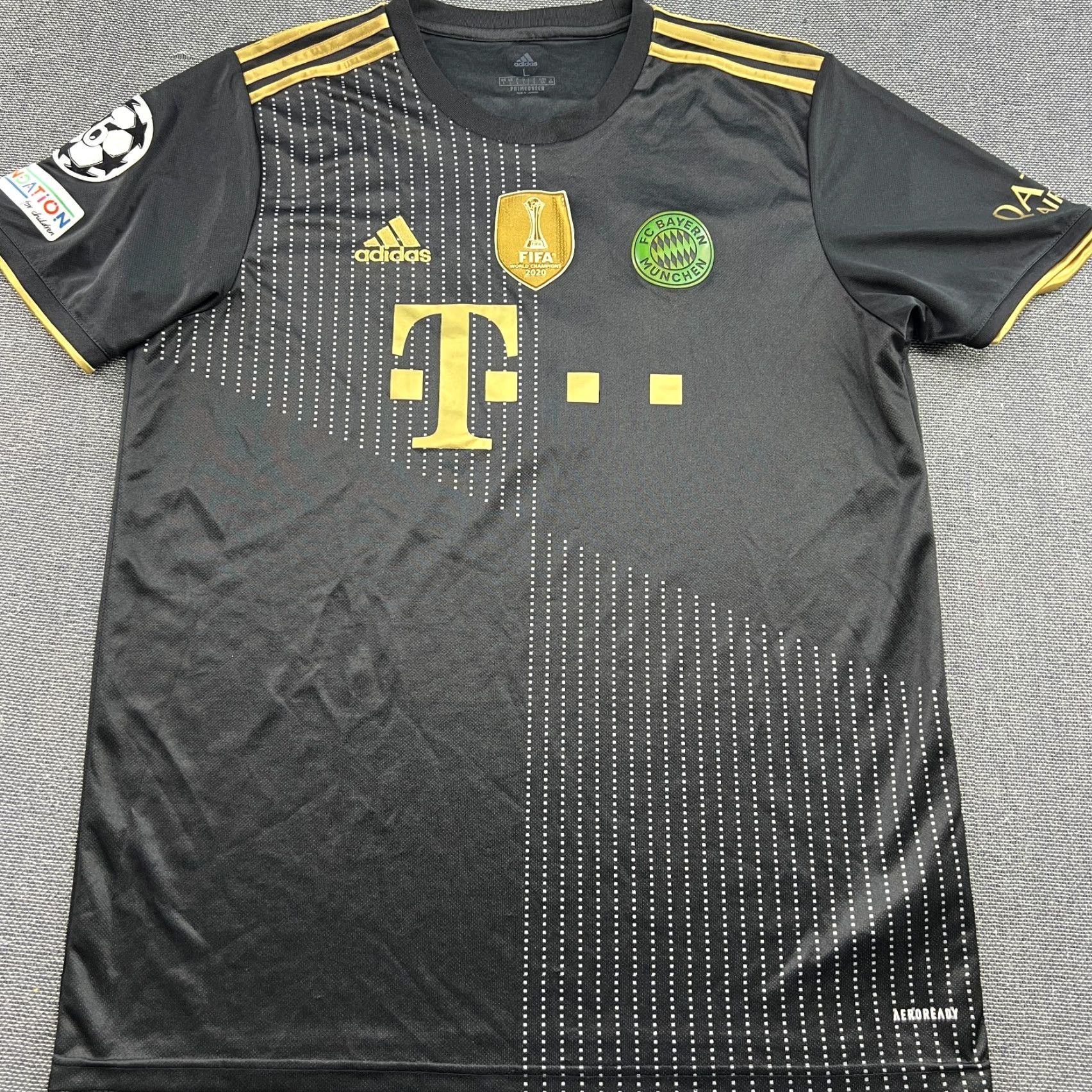 Adidas Bayern Munich 2021 2022 Away Football Jersey Adidas Mens Large Black T-Shirt Short Sleeve Pullover Round Neck Quick Dry Athletic Jersey Sports Mens Size US L / EU 52-54 / 3 - 3 Thumbnail