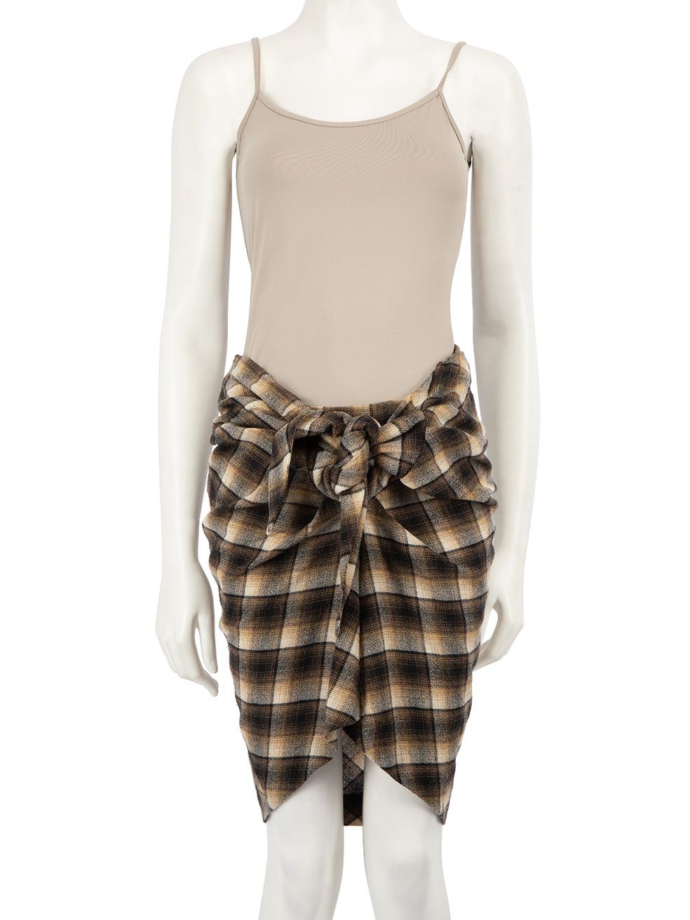 image of Isabel Marant Étoile Brown Wool Tartan Pleated Skirt, Women's (Size 27)