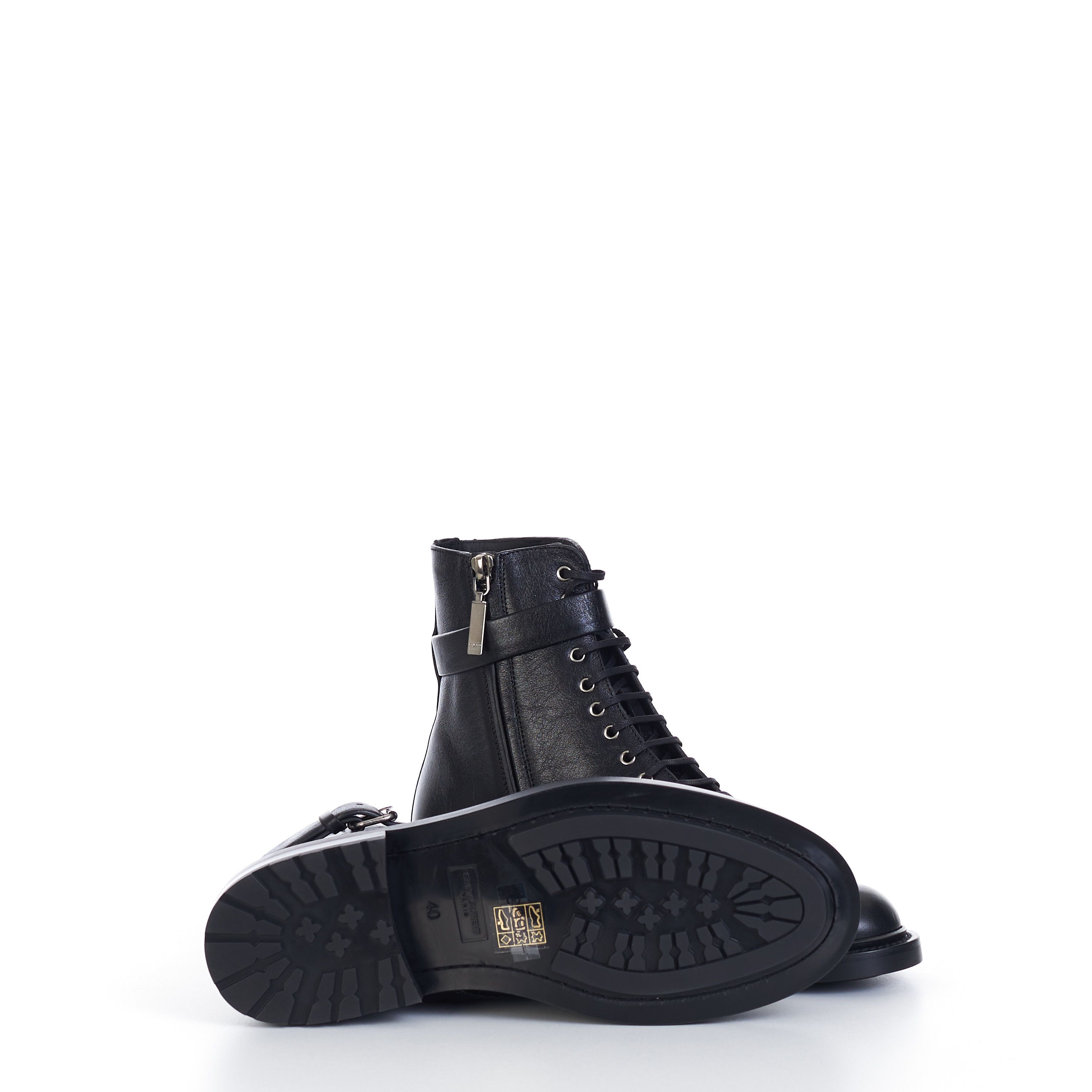 Saint Laurent Paris Black Zipped Ankle Army Boots In Smooth Leather Size US 8 / EU 41 - 10 Thumbnail