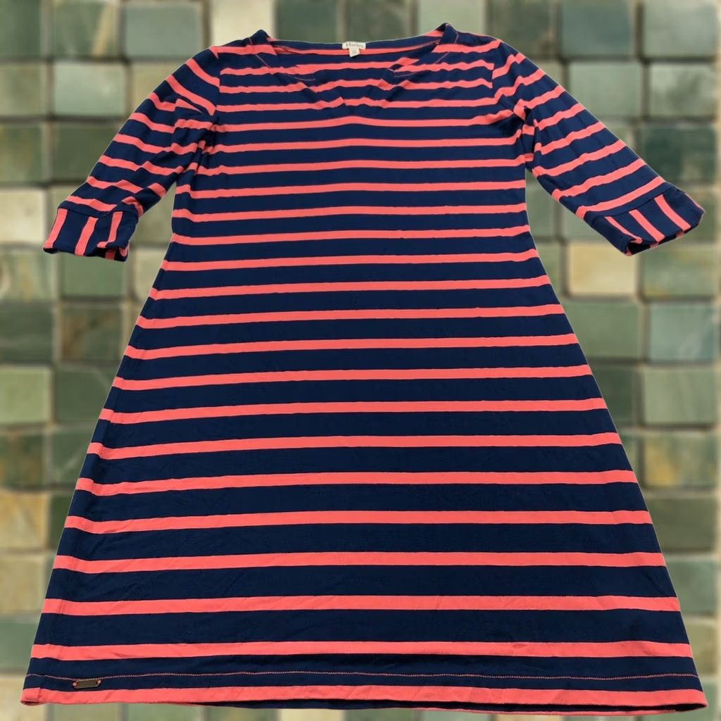Vintage Hatley Dress Hatley Medium V-Neck Long Sleeve Women's Short Dress Blue Orange Knitted A-Line Pullover KS Ladies Womens Size M / US 6-8 / IT 42-44 - 1 Thumbnail