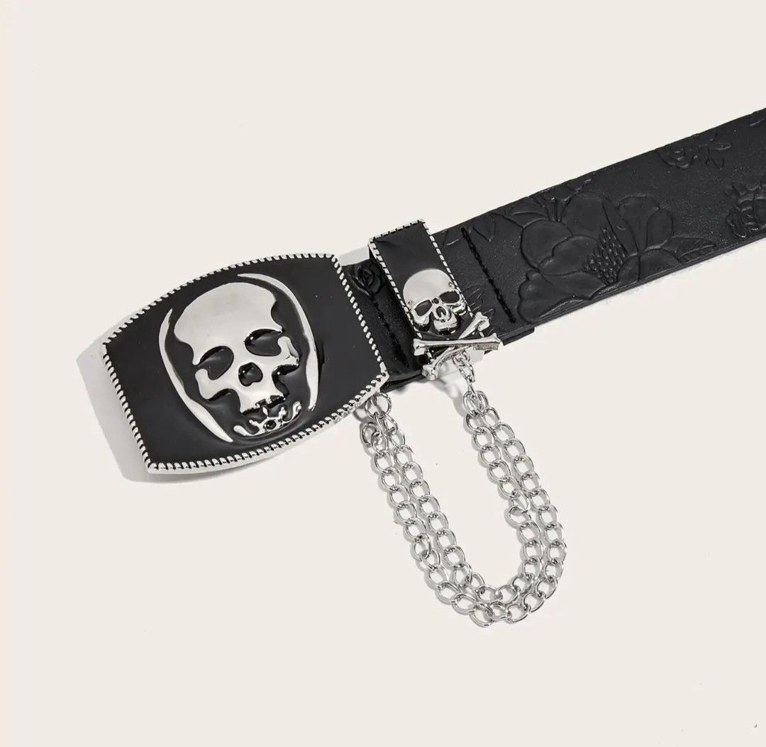Japanese Brand Peony Skull Buckle Belt Size ONE SIZE - 1 Thumbnail