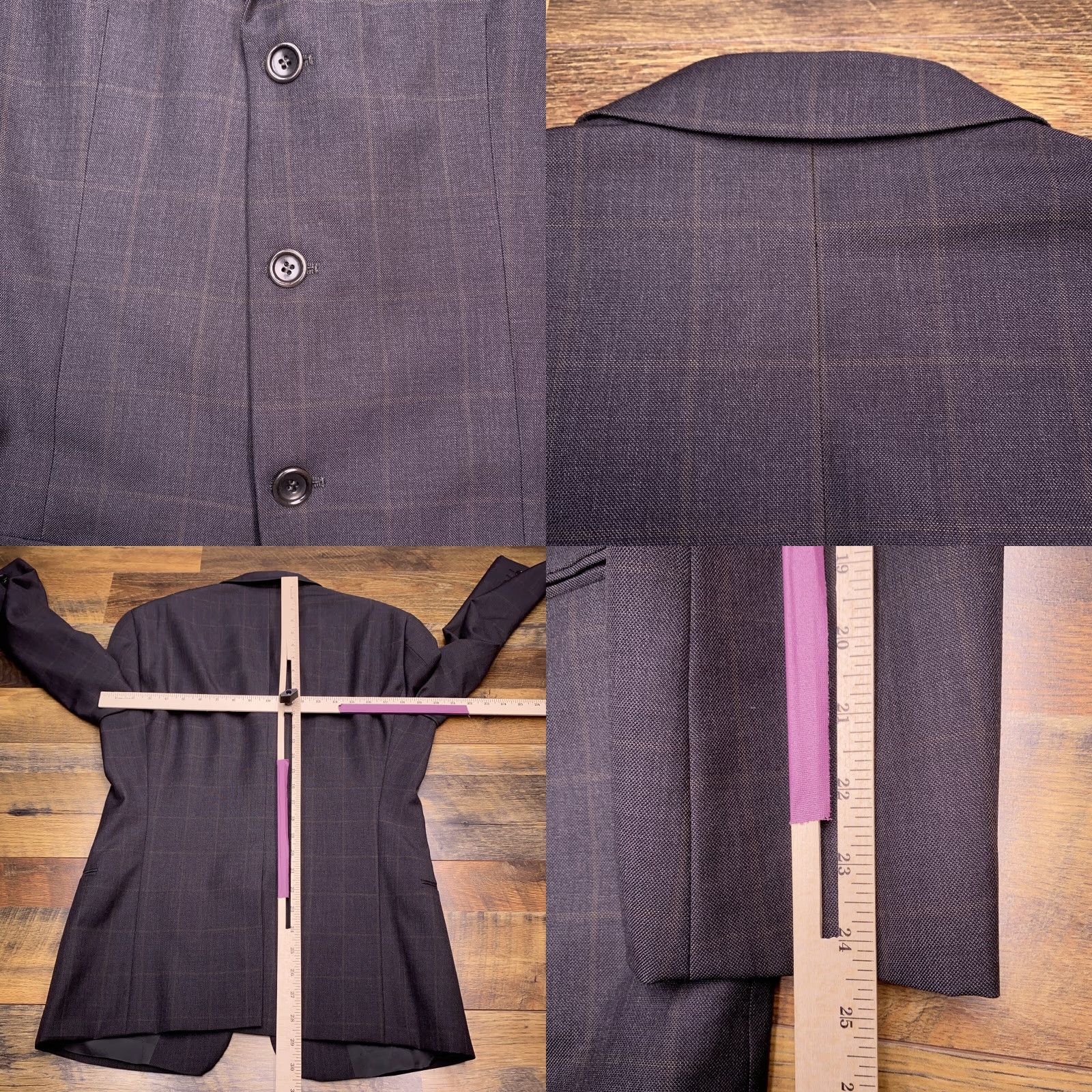 Armani Armani Collezioni Blazer Mens 48R (40R) Gray Plaid Wool Italy Size 48R - 8 Thumbnail
