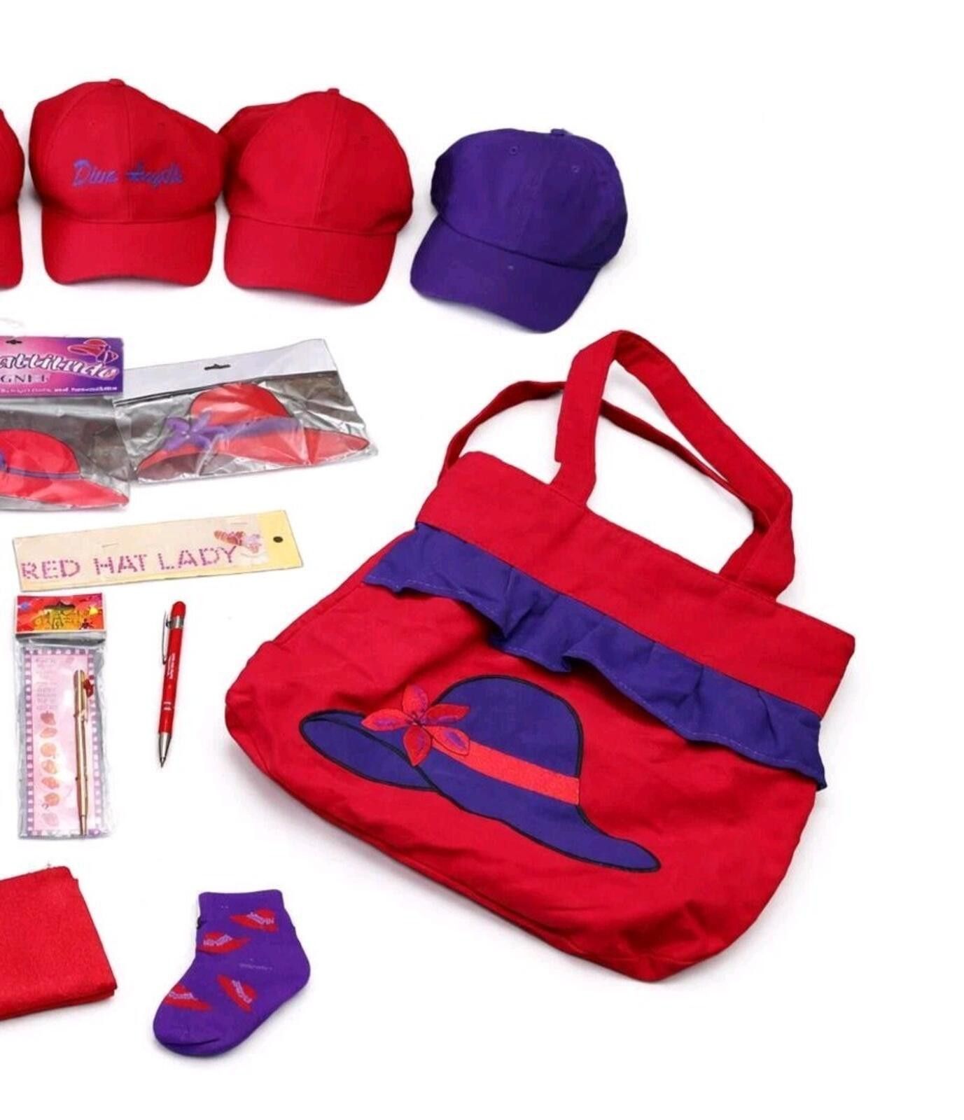 The Unbranded Brand Red Hat Lady Society Lot Hats Bag Magnets + Accessories Set Size ONE SIZE - 2 Thumbnail