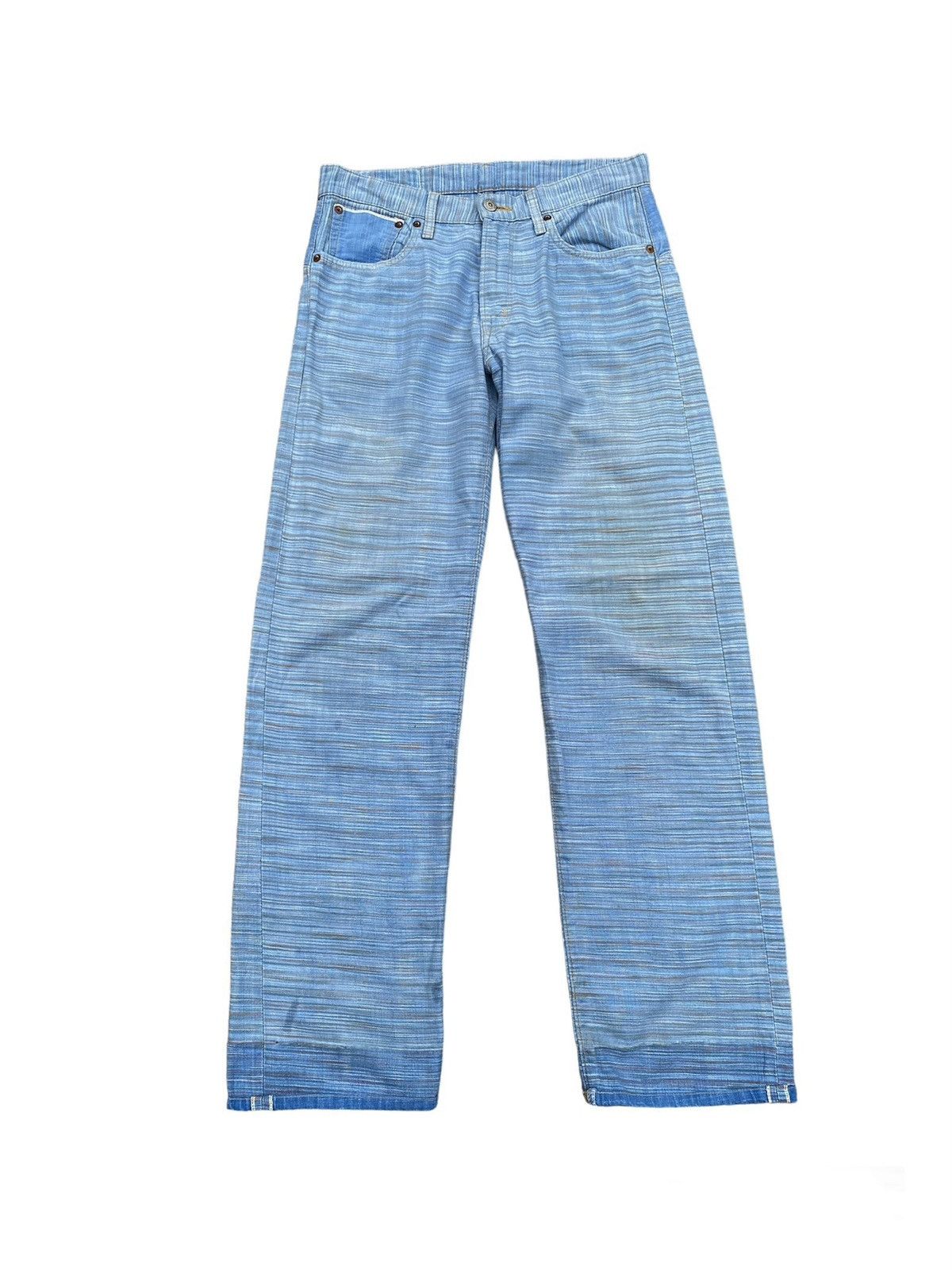 Edwin × Japanese Brand × Tornado Mart 1990s - Edwin Green Selvadge Woven Pinstripes Denim Size US 31 - 1 Thumbnail
