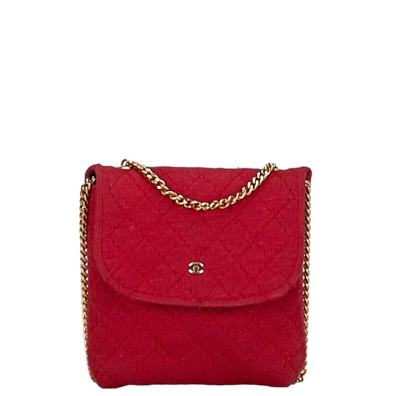 Chanel Chanel Chanel Cotton Coco Mark Shoulder Bag Pink Gold Cotton Shoulder Bag in Good Condition Size ONE SIZE - 1 Thumbnail