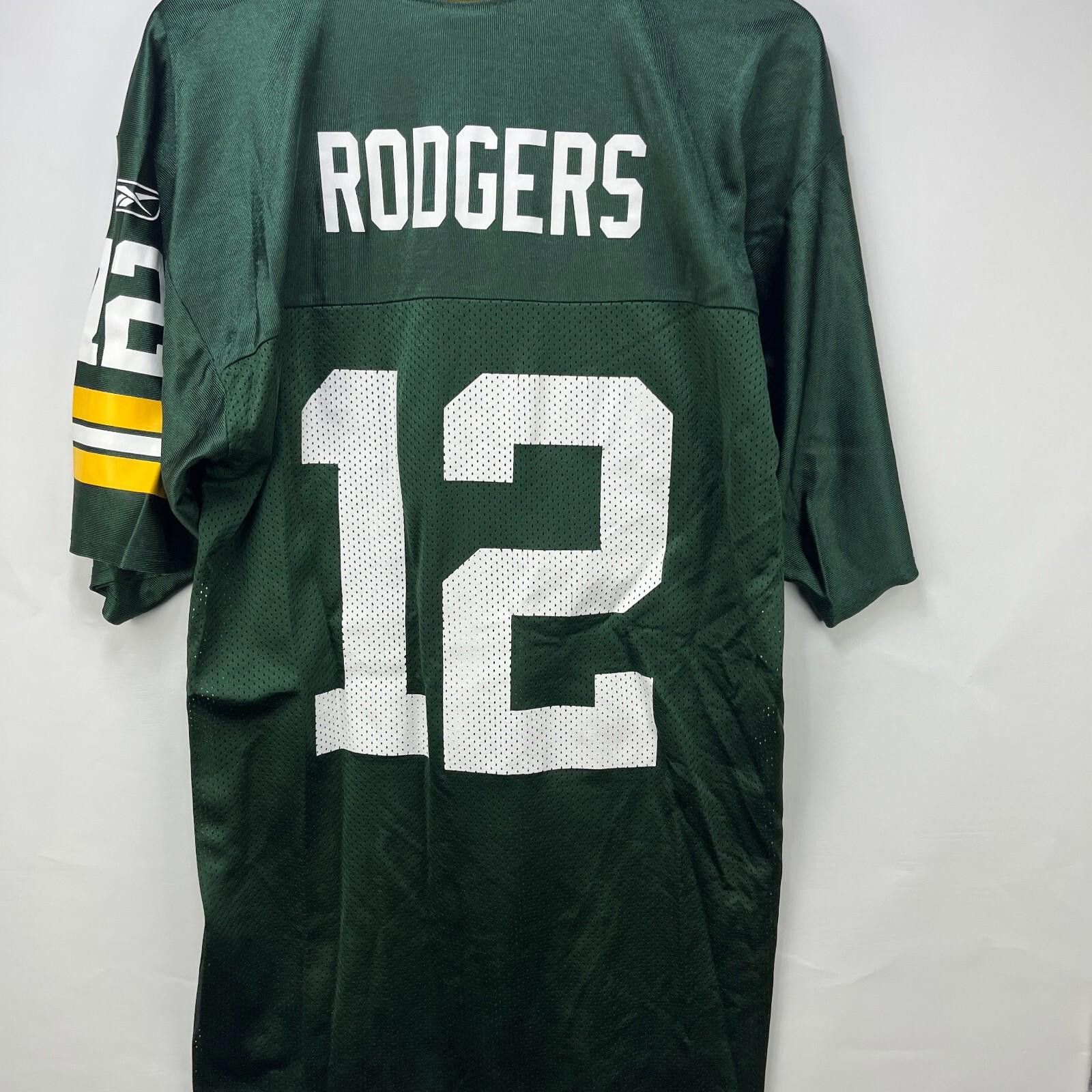 Reebok Vintage Green Bay Packers Jersey Reebok Aaron Rogers Large Size ONE SIZE - 4 Thumbnail
