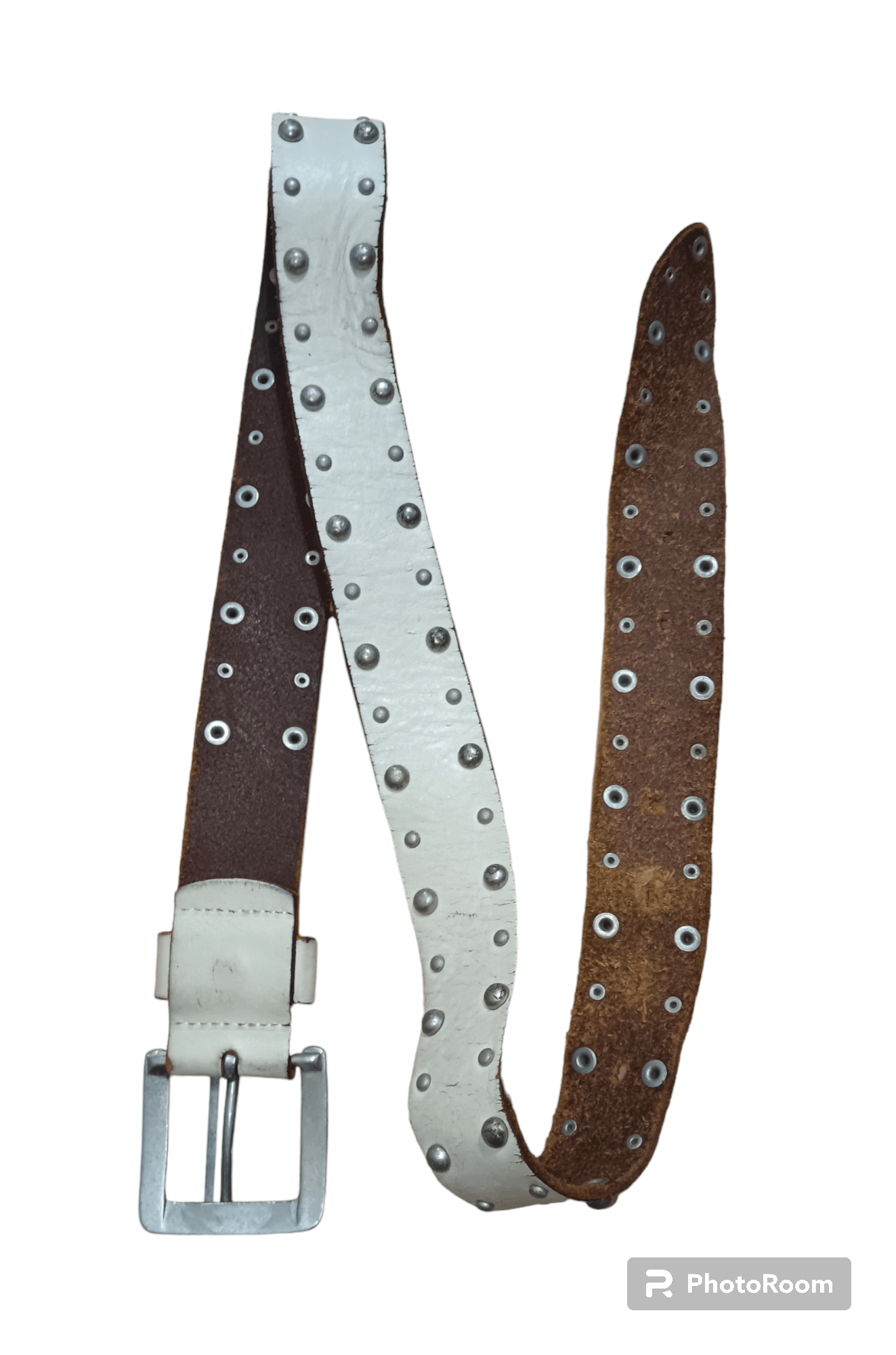 Genuine Leather PUNK STUDDED LEATHER BELT Size 38 - 1 Thumbnail
