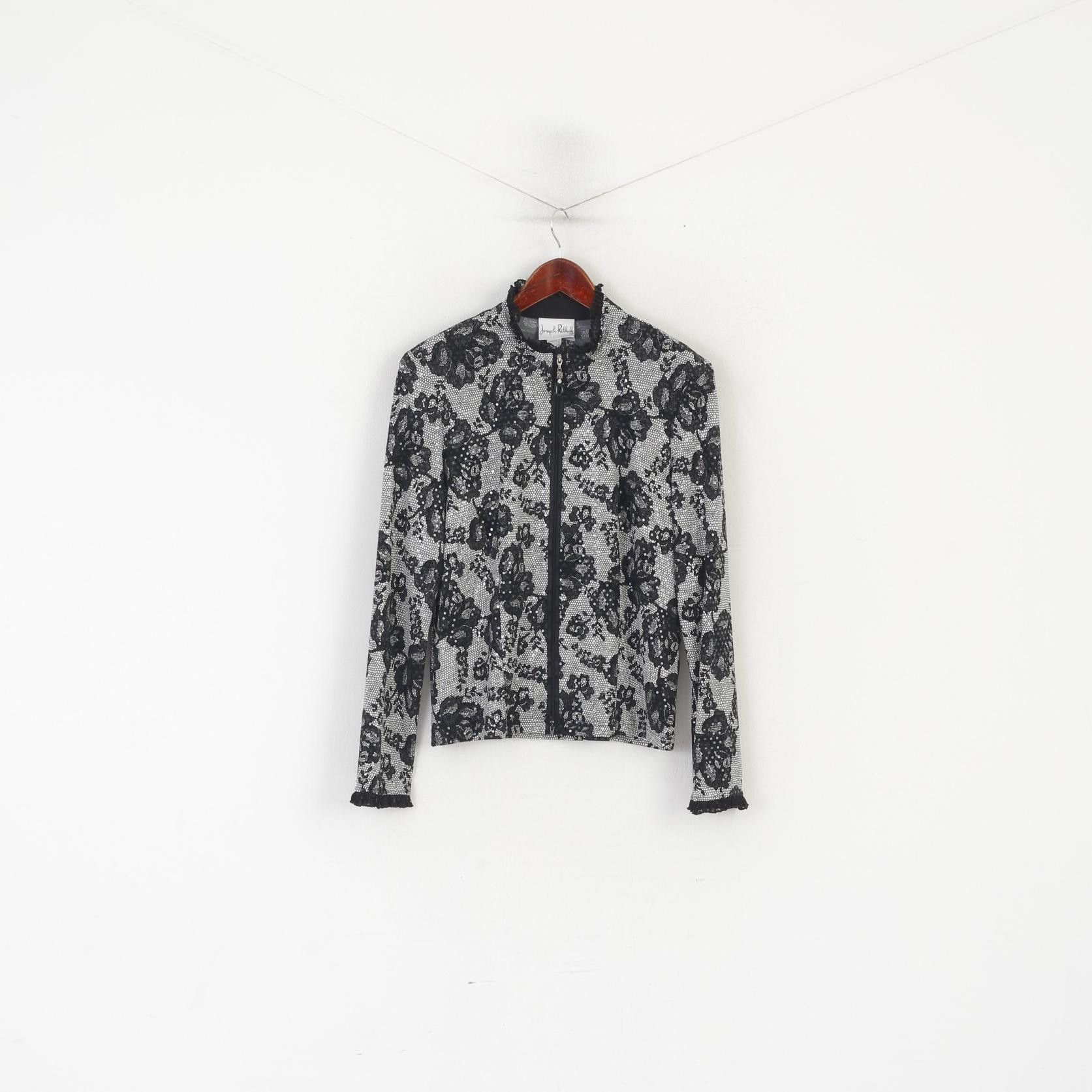Joseph Ribkoff Joseph Ribkoff Women 14 40 Blazer Black Shiny Floral 2069 Size M / US 6-8 / IT 42-44 - 2 Thumbnail
