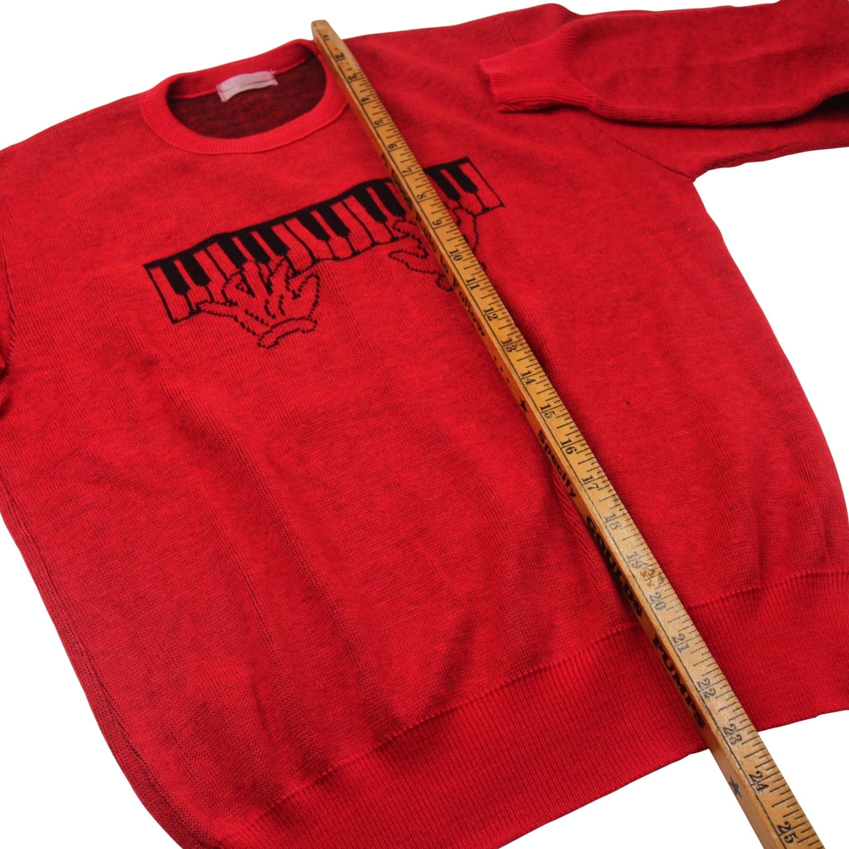 Vintage VINTAGE Piano Keys Womens Large Knit Sweater Red Size L / US 10 / IT 46 - 5 Thumbnail