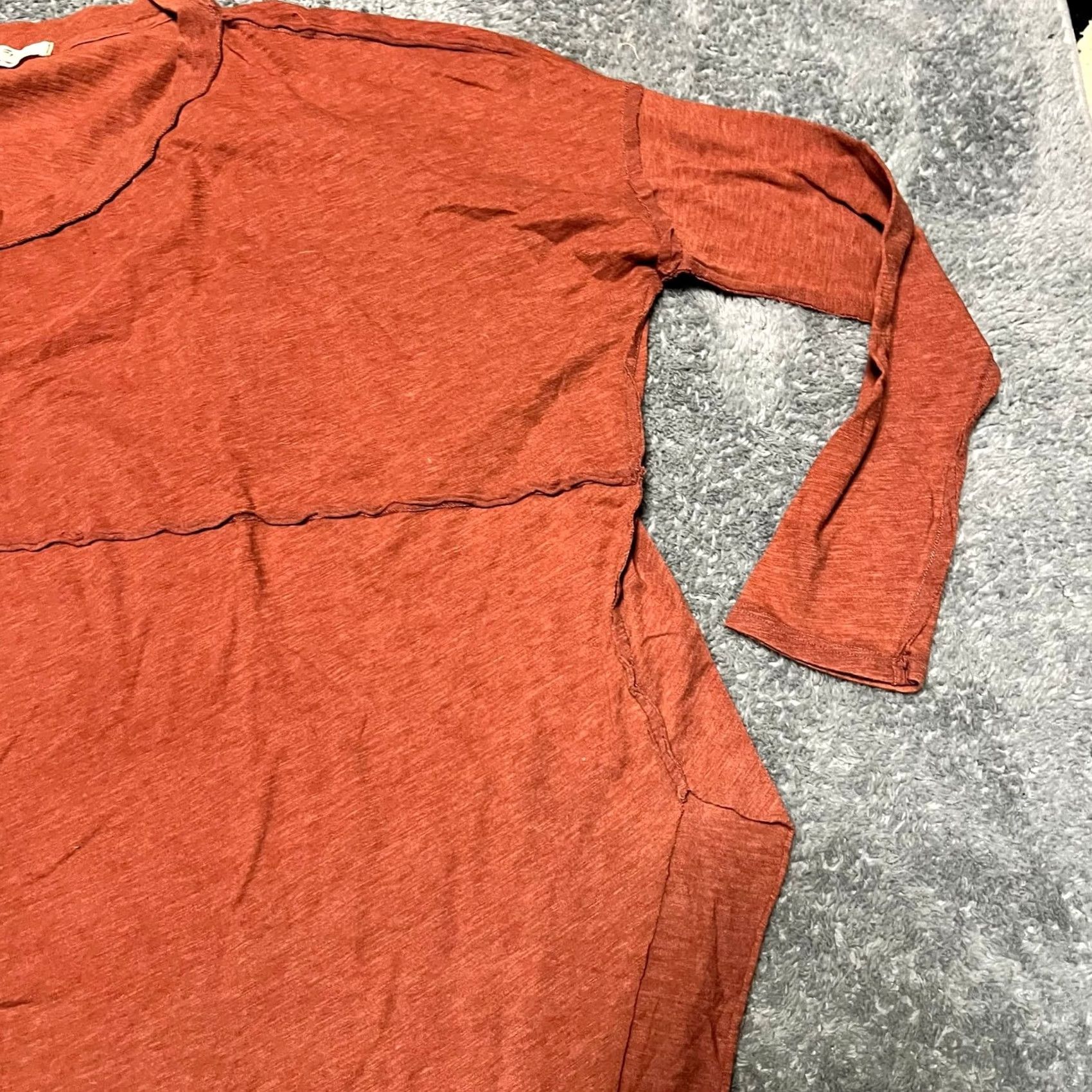 Free People Free People We The Dress Tunic Shirt Womens Small Oversized Orange Long Sleeve Size S / US 4 / IT 40 - 2 Thumbnail