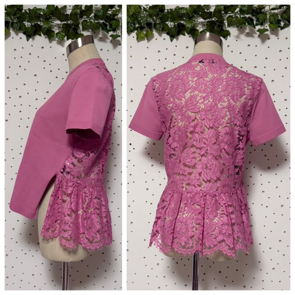 Valentino Authentic Valentino Floral Lace Ruffle Knit Sweater S Pink Size S / US 4 / IT 40 - 7 Thumbnail