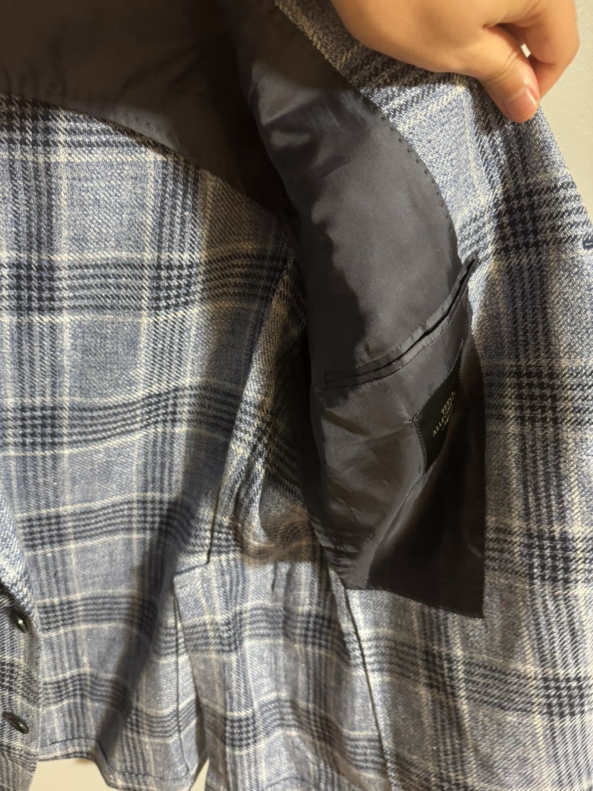Ring Jacket Tito Alegretto Napoli Blue Plaid Check Blazer EU 52 Size 40R - 4 Thumbnail