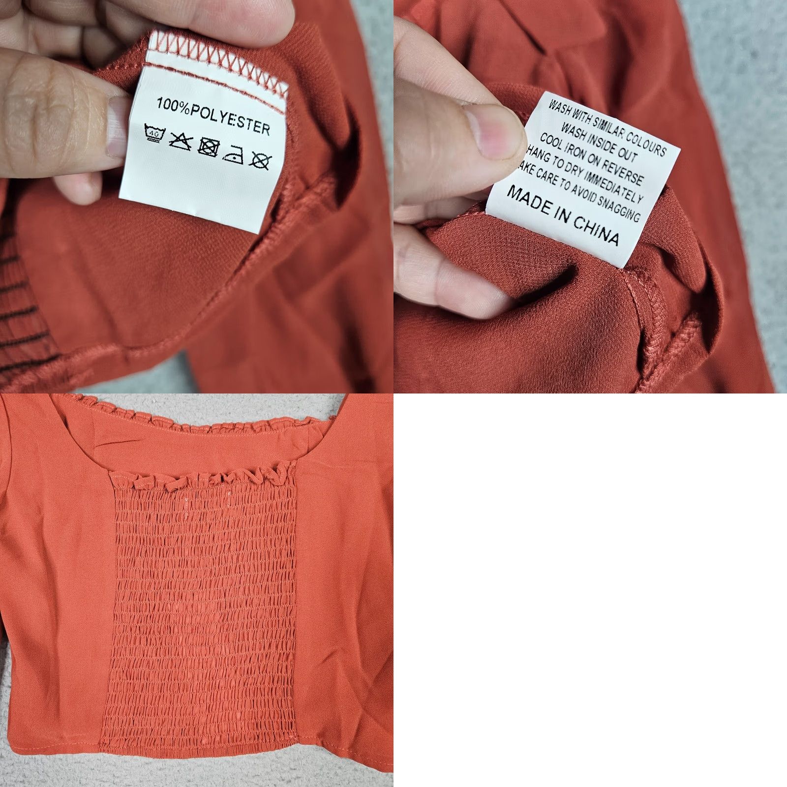Vintage RIHOAS Cropped Blouse Red Long Sleeve Square Neck Juniors M Shirt Womens RIHOAS Size M / US 6-8 / IT 42-44 - 8 Thumbnail