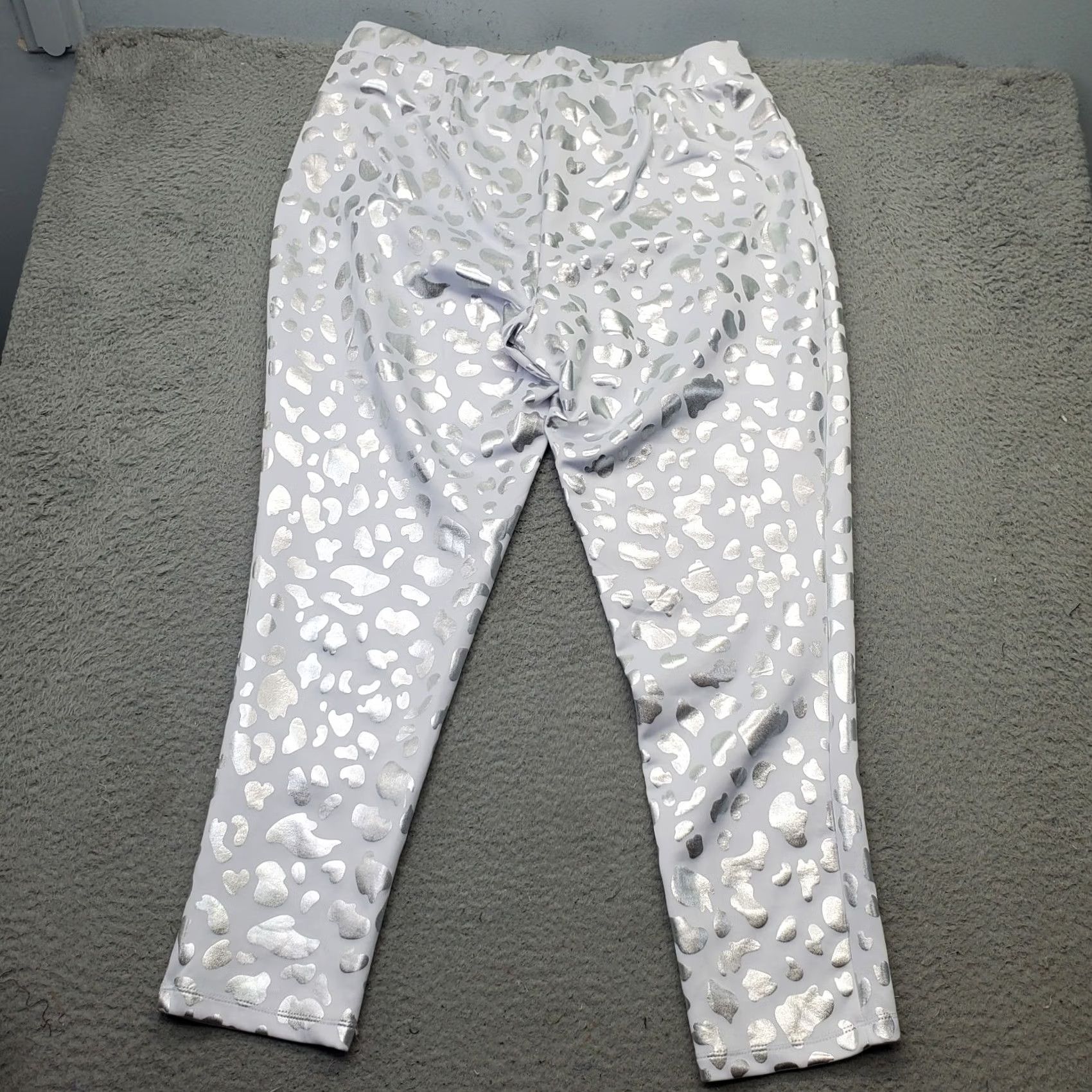 Vintage Ashley Stewart Pants Womens 18/20 Multi Metallic Printed Ponte Stretch Pull On Size 40" / US 18 - 2 Thumbnail